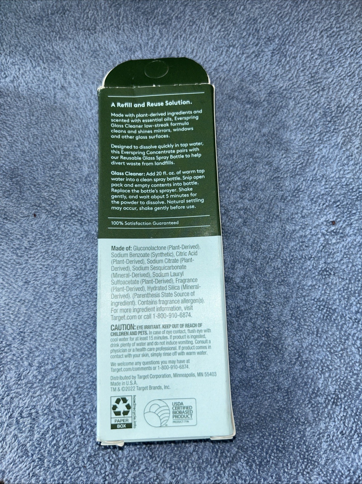 Everspring Glass Cleaner Concentrate Lemon Mint Refill Sustainable Powder