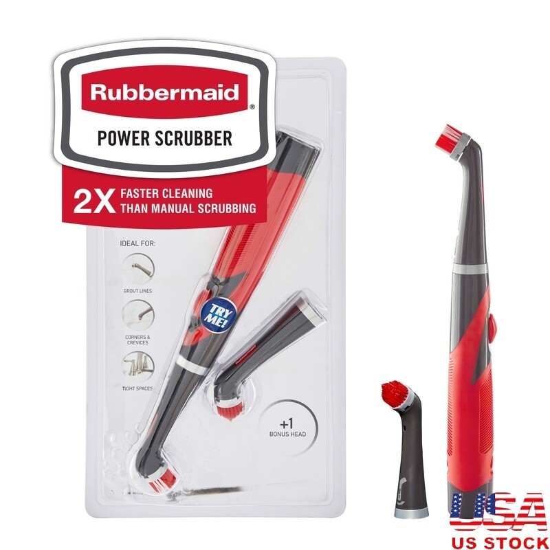 Power Scrubber Tool W/ Multi-Purpose & Grout Heads Water Resistant Fast Cleaning