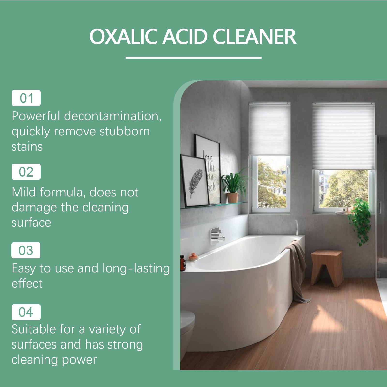 1~3 Pack Ox-alic Acid Cleaner Spray, Powerful Stain Removal for Toilet Bathroom