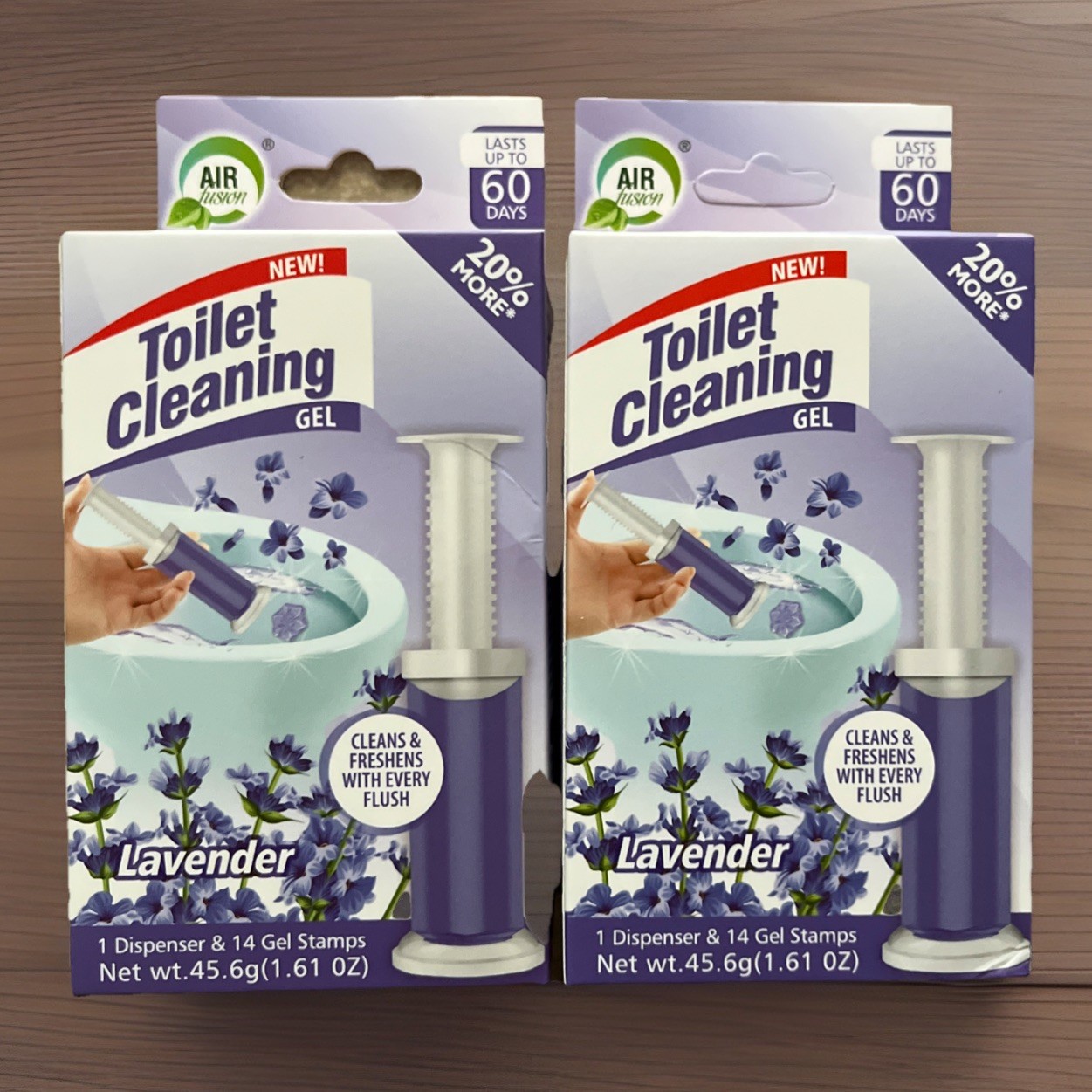 Lot Of 2 Toilet Cleaner Gel Odor Remover 1 Dispenser + 14 Gel Stampsx2-Lavender