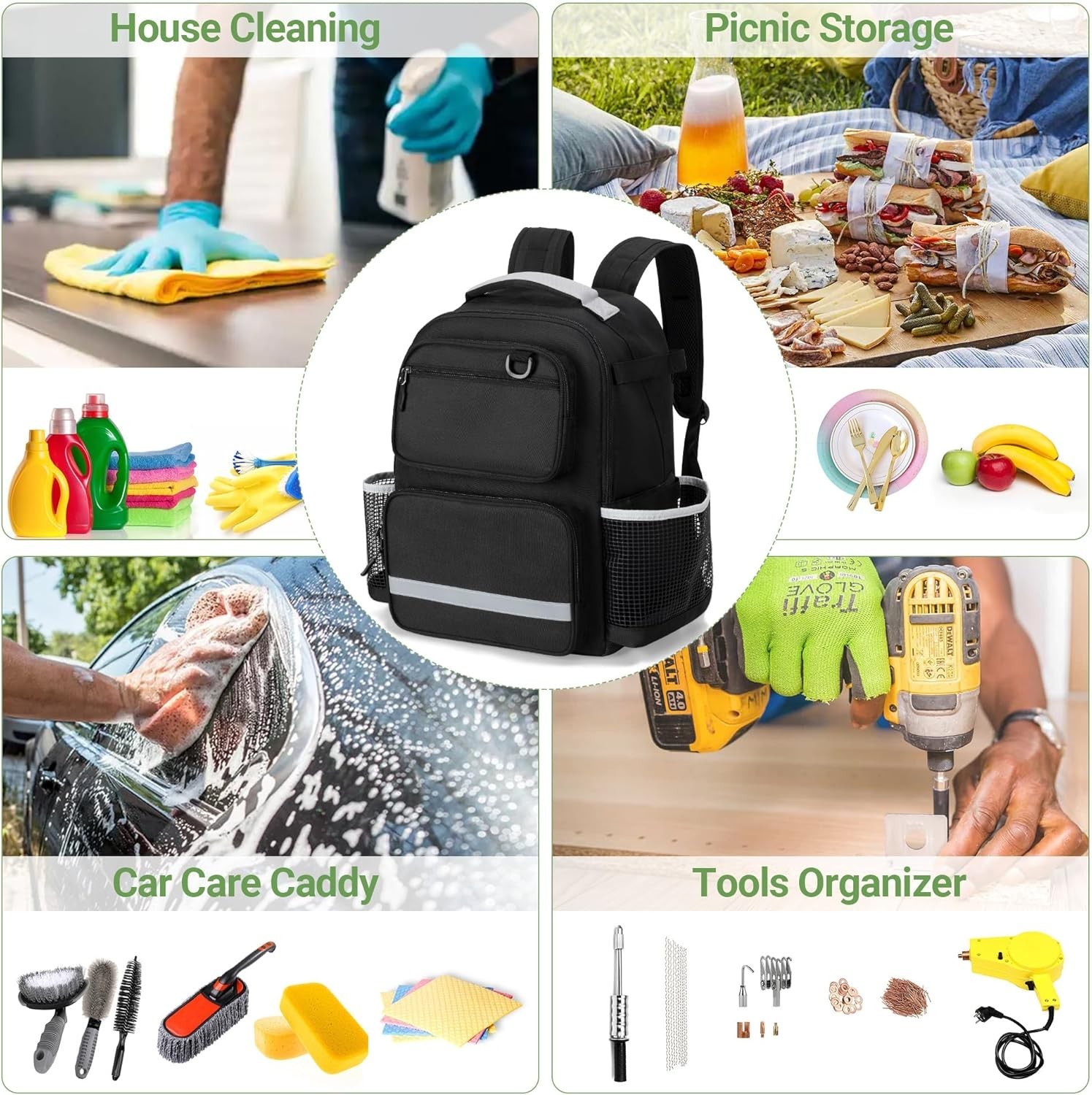 Deluxe Waterproof Cleaning Backpack with Multiple Pockets for Organizing Tools