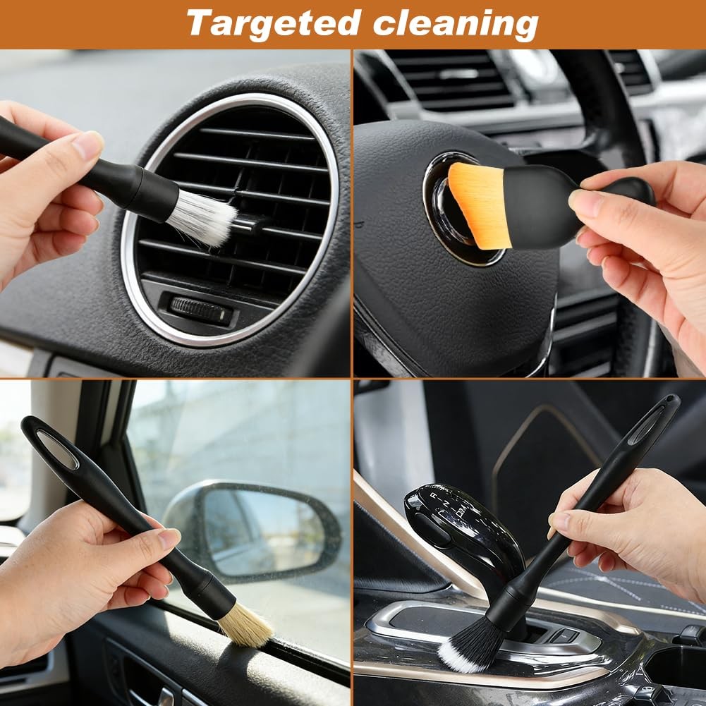 6 Pcs Car Detailing Brush Kit Automotive Interior Exterior Detailing Kit