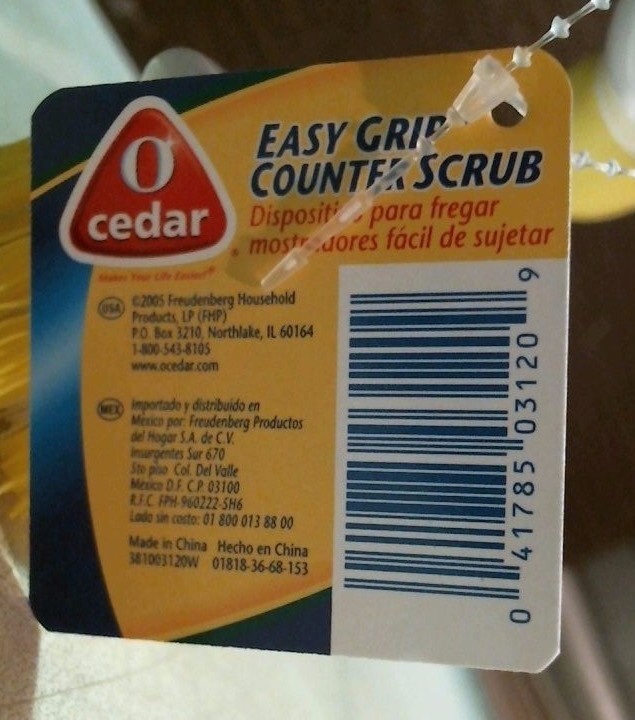 O’Cedar 03120 Easy Grip Counter Scrub Brush FREE SHIPPING