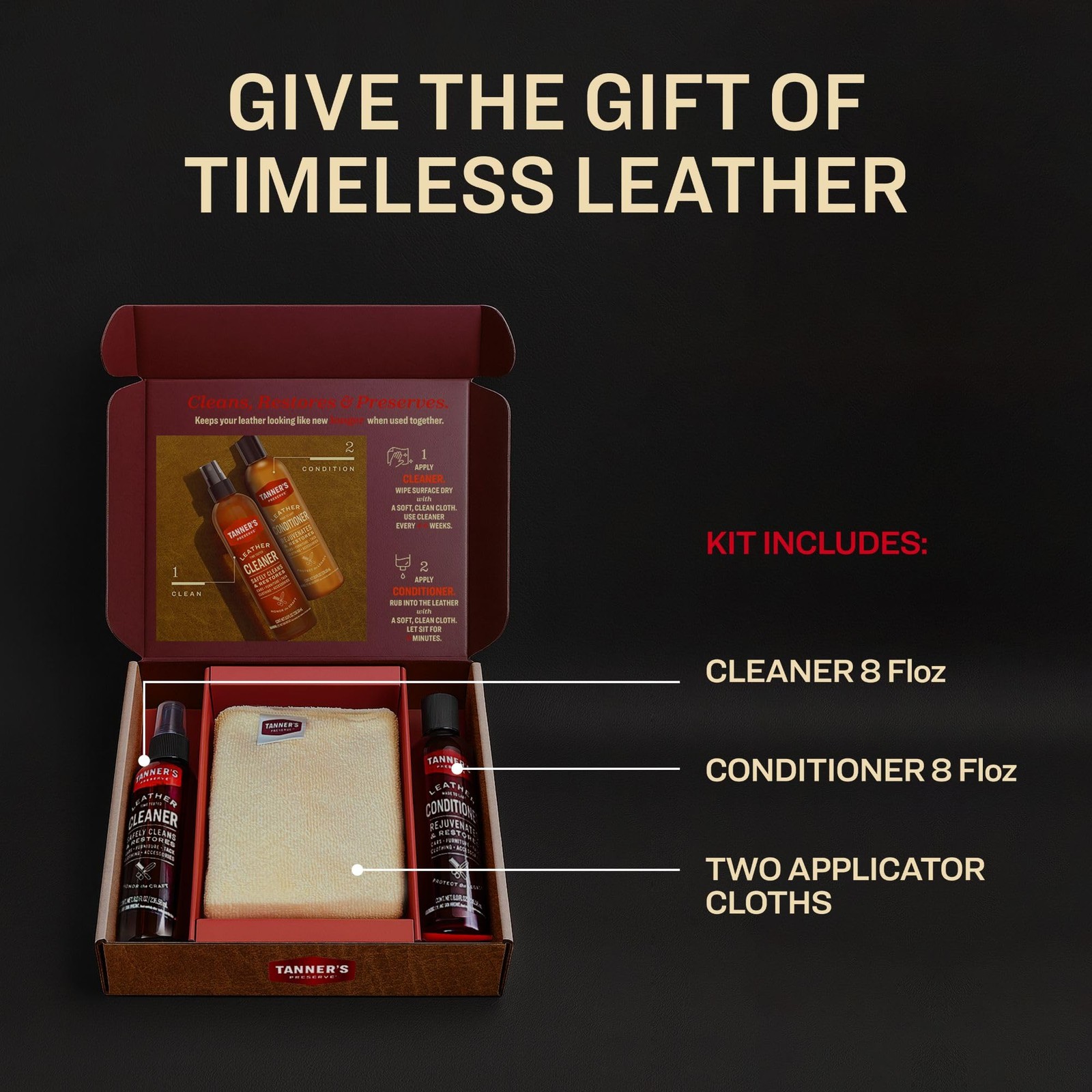 Tanner’s Preserve Leather Cleaner & Conditioner Gift Set, Cleans, Rejuvenates…