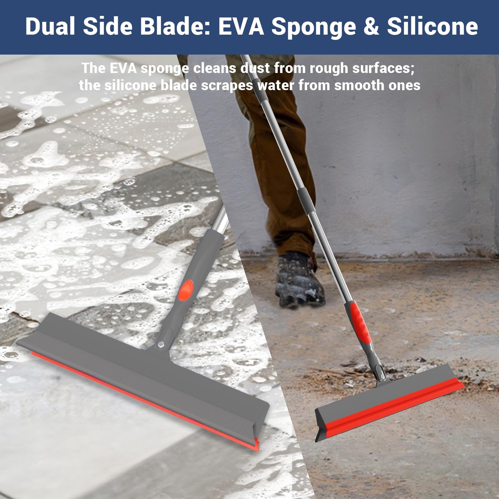 FibreDeep Floor Squeegee for Concrete Floor, 15.8″ Large Heavy Duty Squeegee …