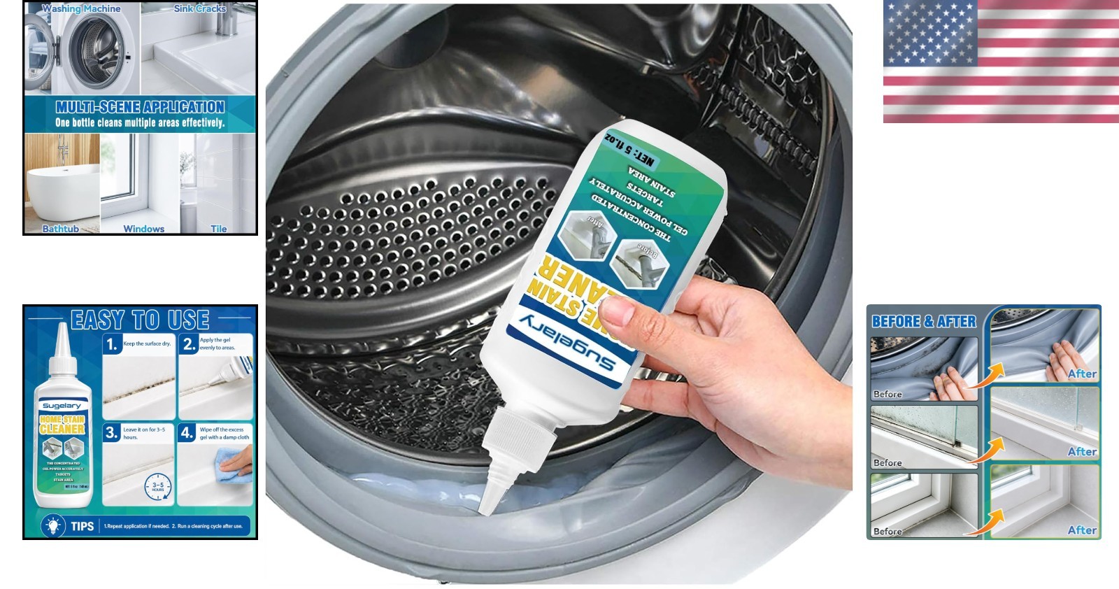 Quick-Acting 5 fl oz Mold Stain Gel – Ideal for Washing Machine & Home Cleaning