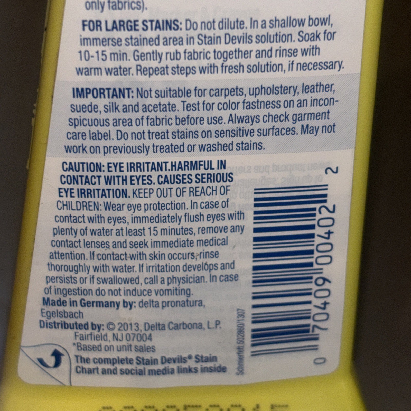 NEW Carbona Stain Devils Spot Remover for Motor Oil Tar and Lubricants 1.7 oz