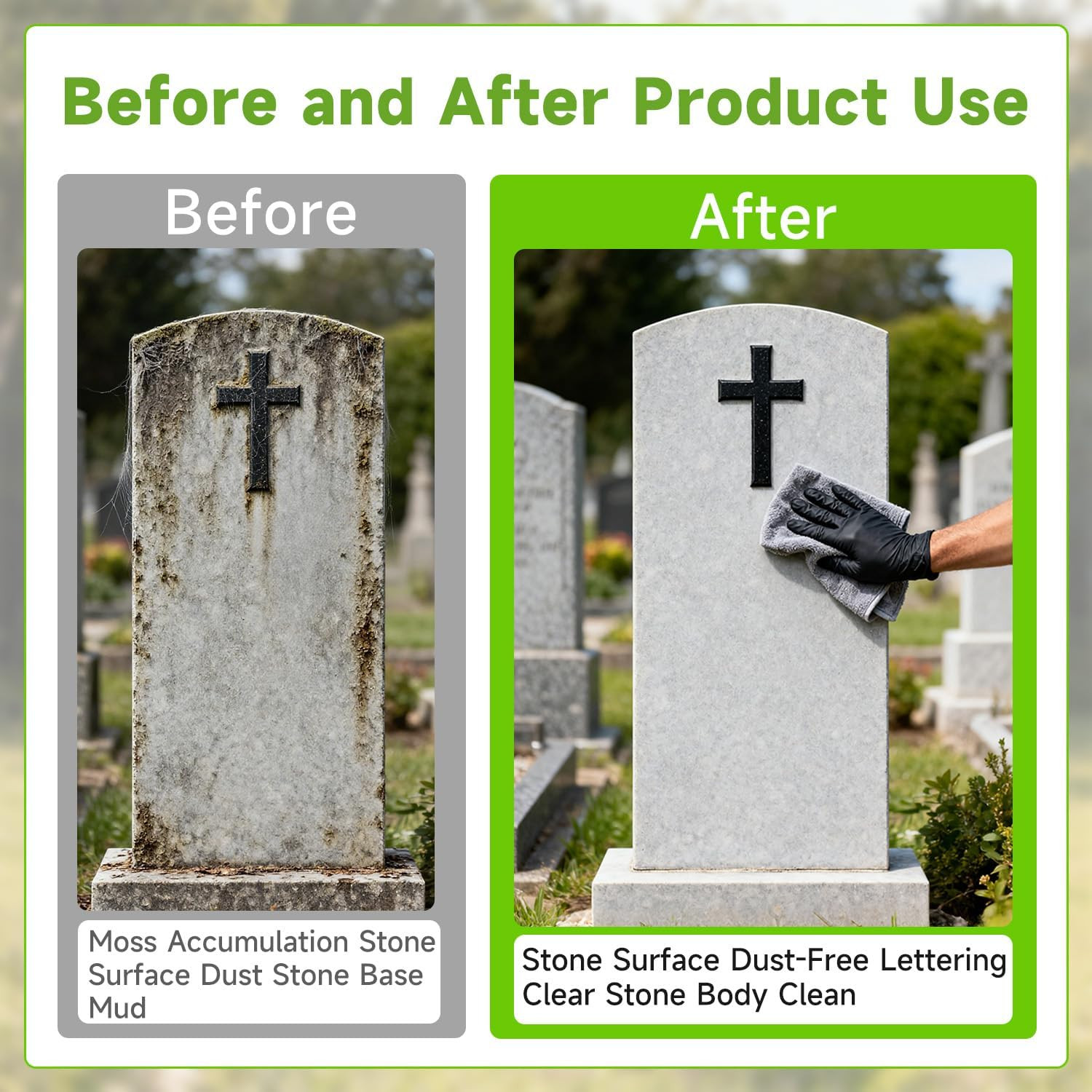 9 PCS Headstone Cleaner Gravestone Cleaning Kit for Granite and Stone Daily