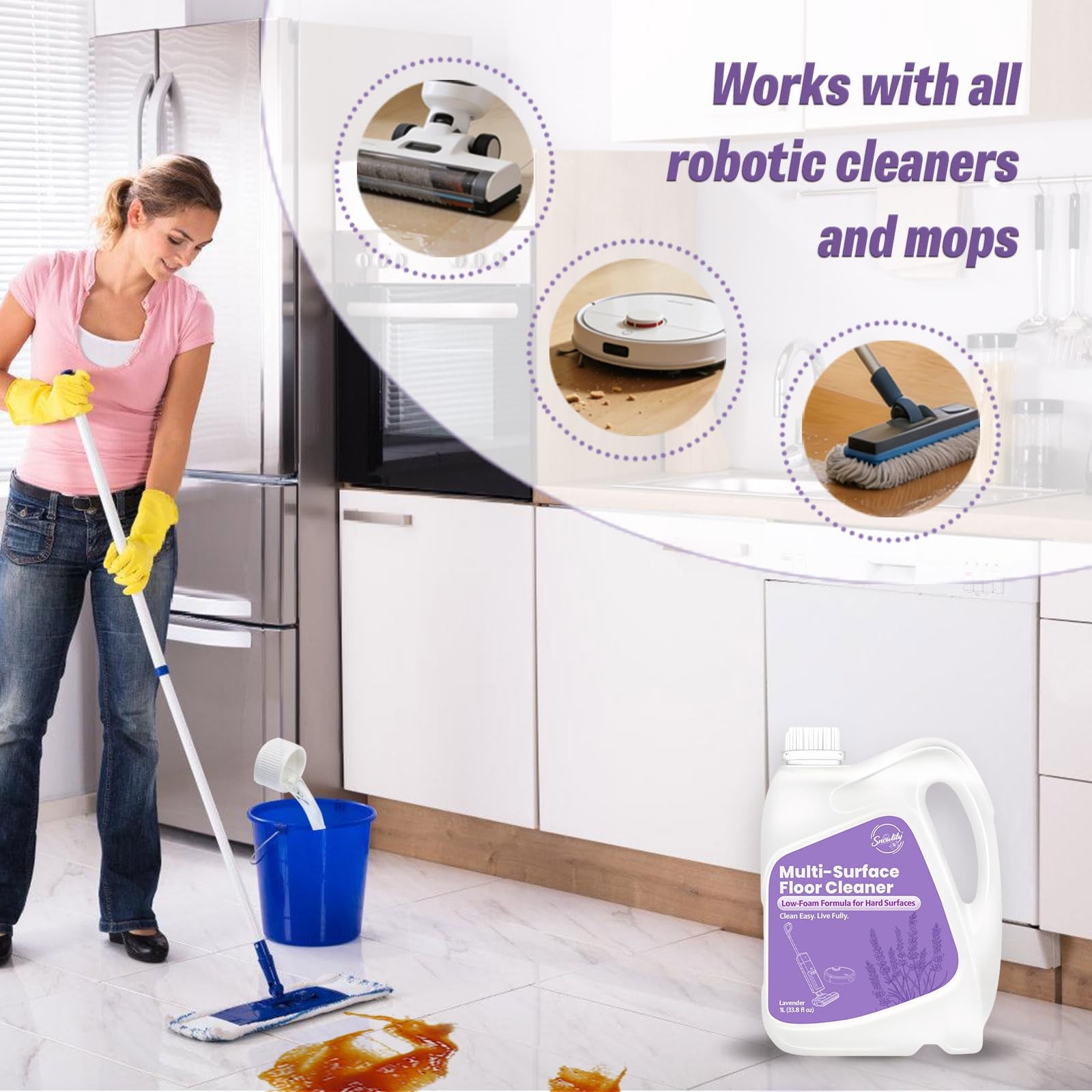 33.8 FL OZ Floor Cleaning Solution with Robot Vacuum, Residue & Streak , Low …
