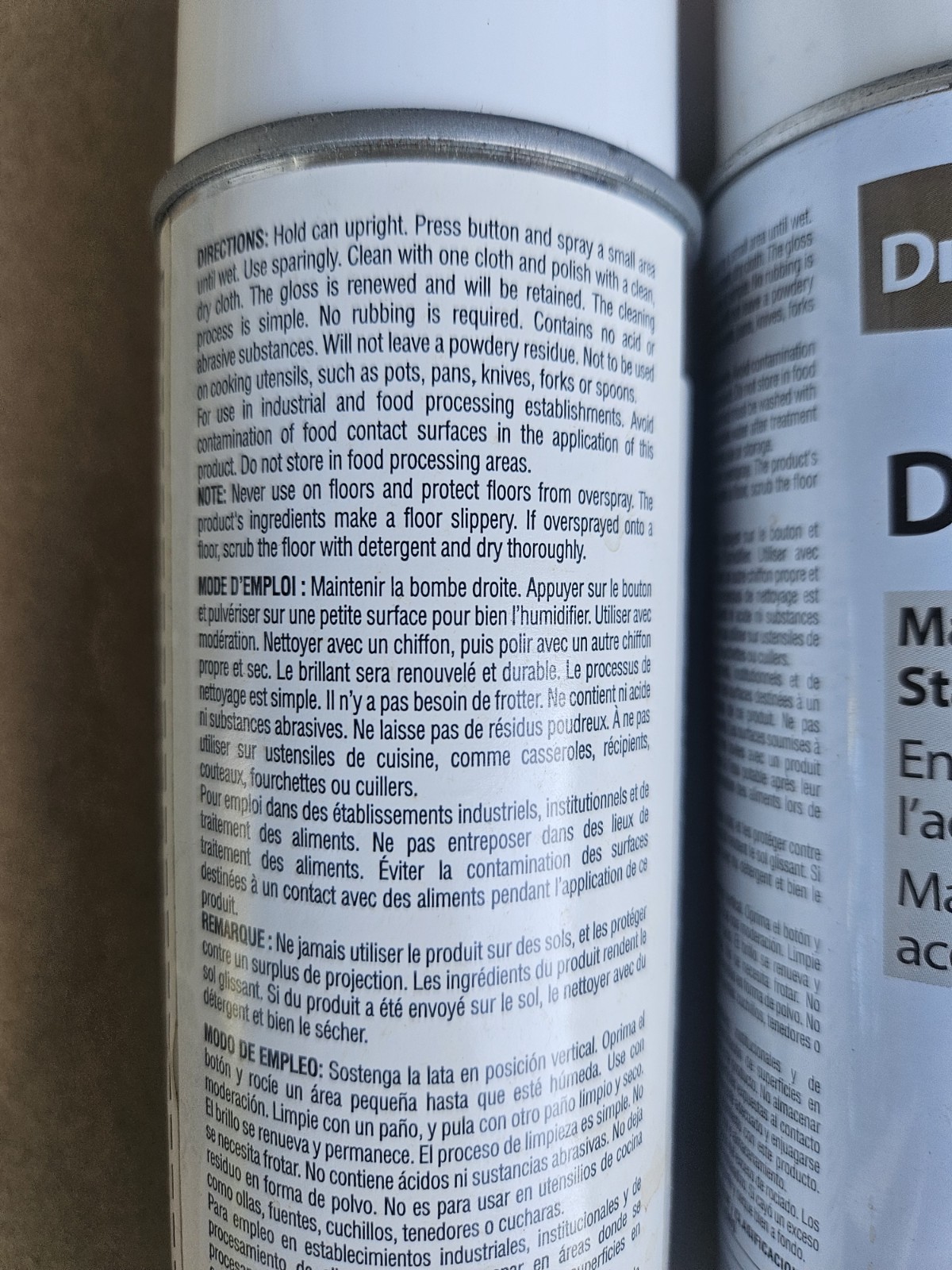 Diversey Deep Gloss Stainless Steel Maintainer 94970590 16oz Aerosol 1+3/4 Can