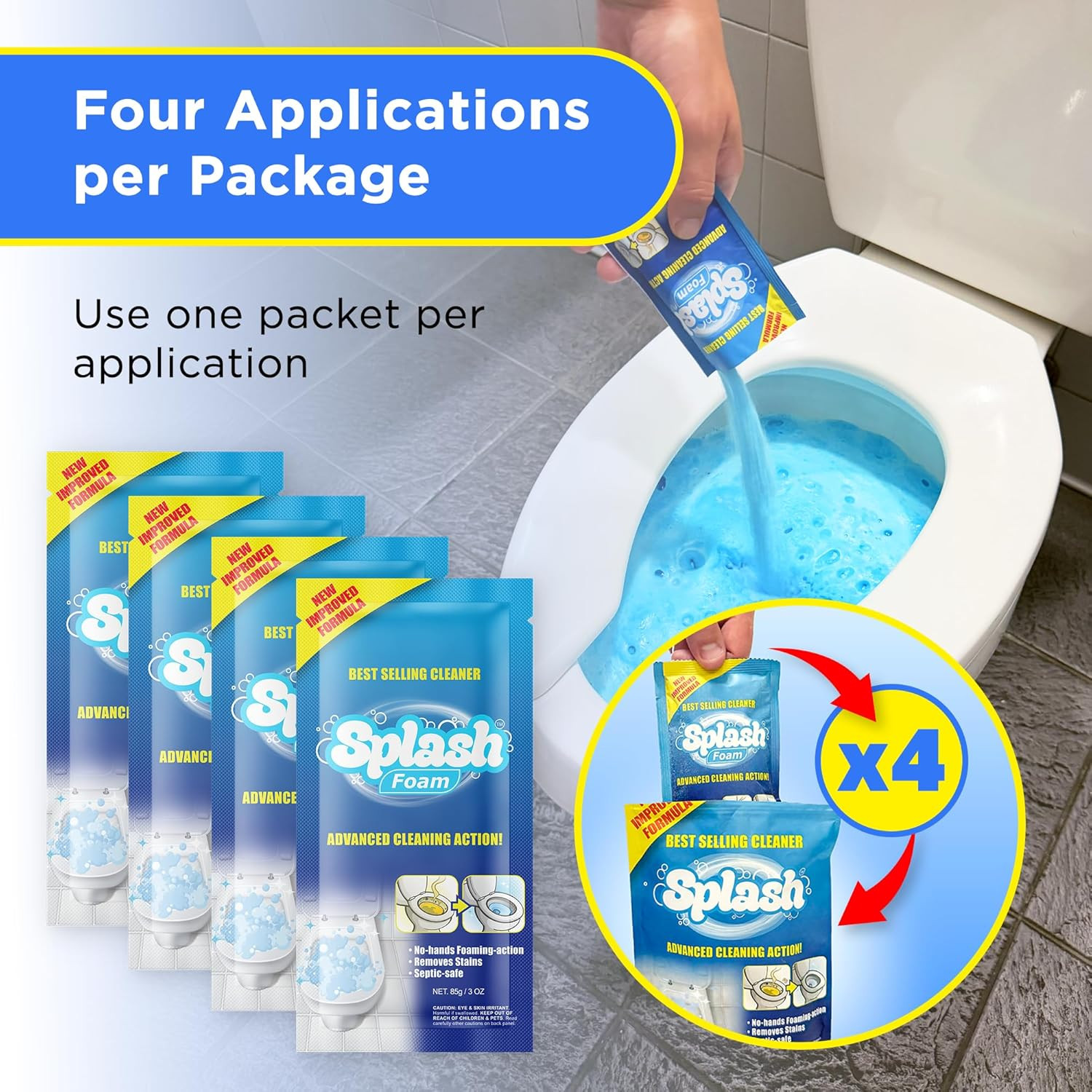 Splash Foam Toilet Cleaner – Self Activating Cleaning Powder for Toilet Bowl Cle