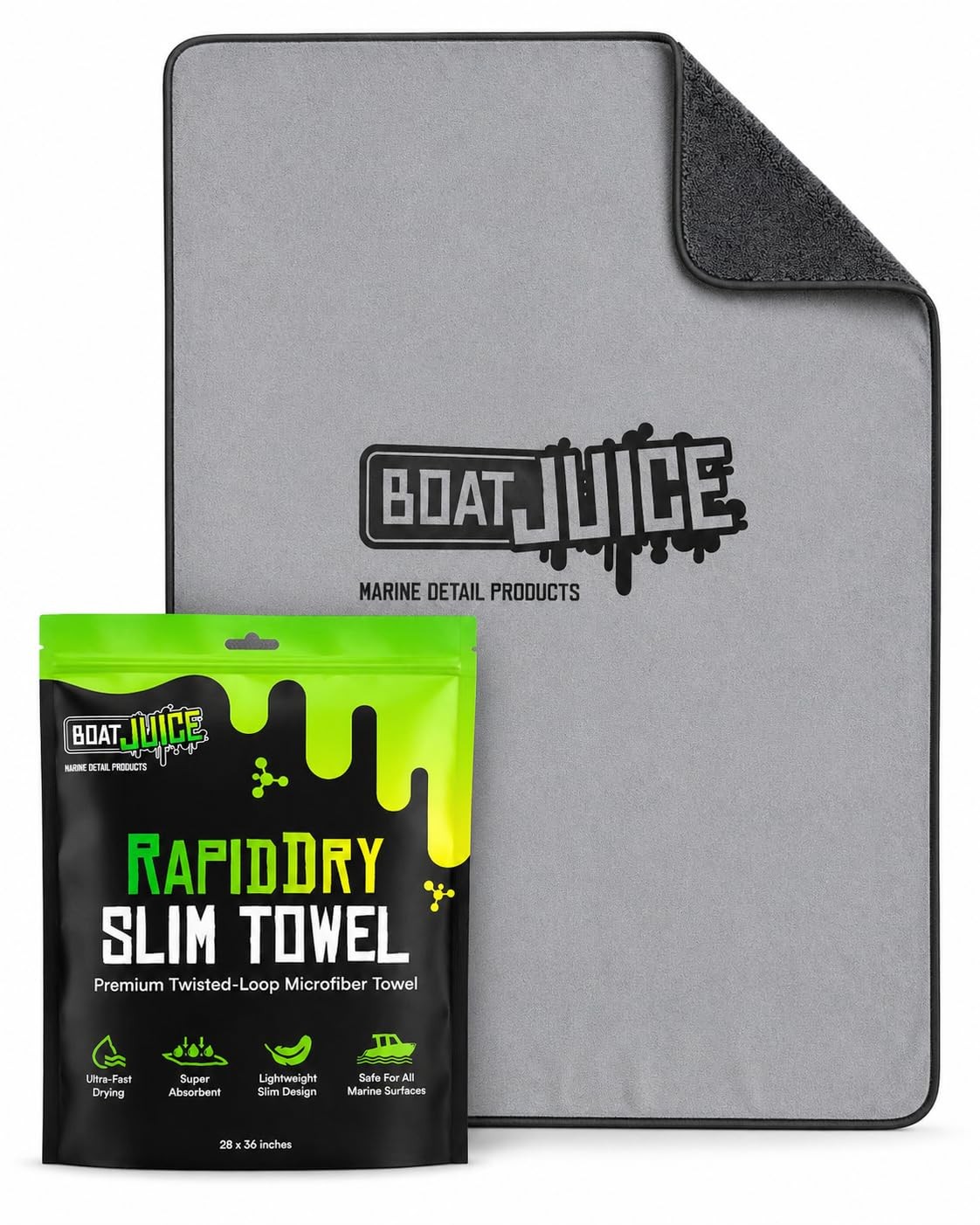 Boat Juice Rapid Dry Slim Towel – 28×36 Premium TwistedLoop Microfiber Boat D…