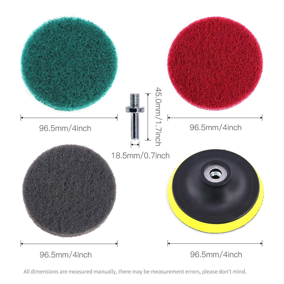 16Pcs 4 Inch Drill Power Brush Tile Scrubber Scouring Pads Cleaning Kit with …