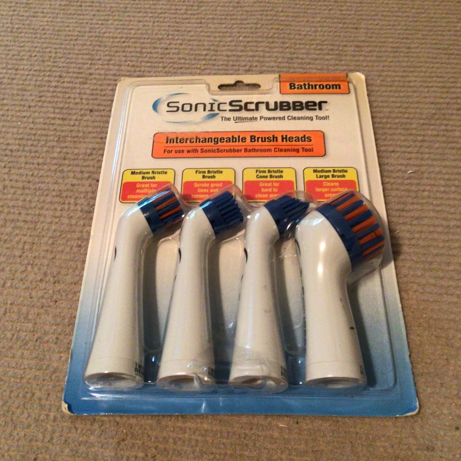Sonic Scrubber Power Cleaner Interchangeable Brush Heads Bathroom Cleaning Tool