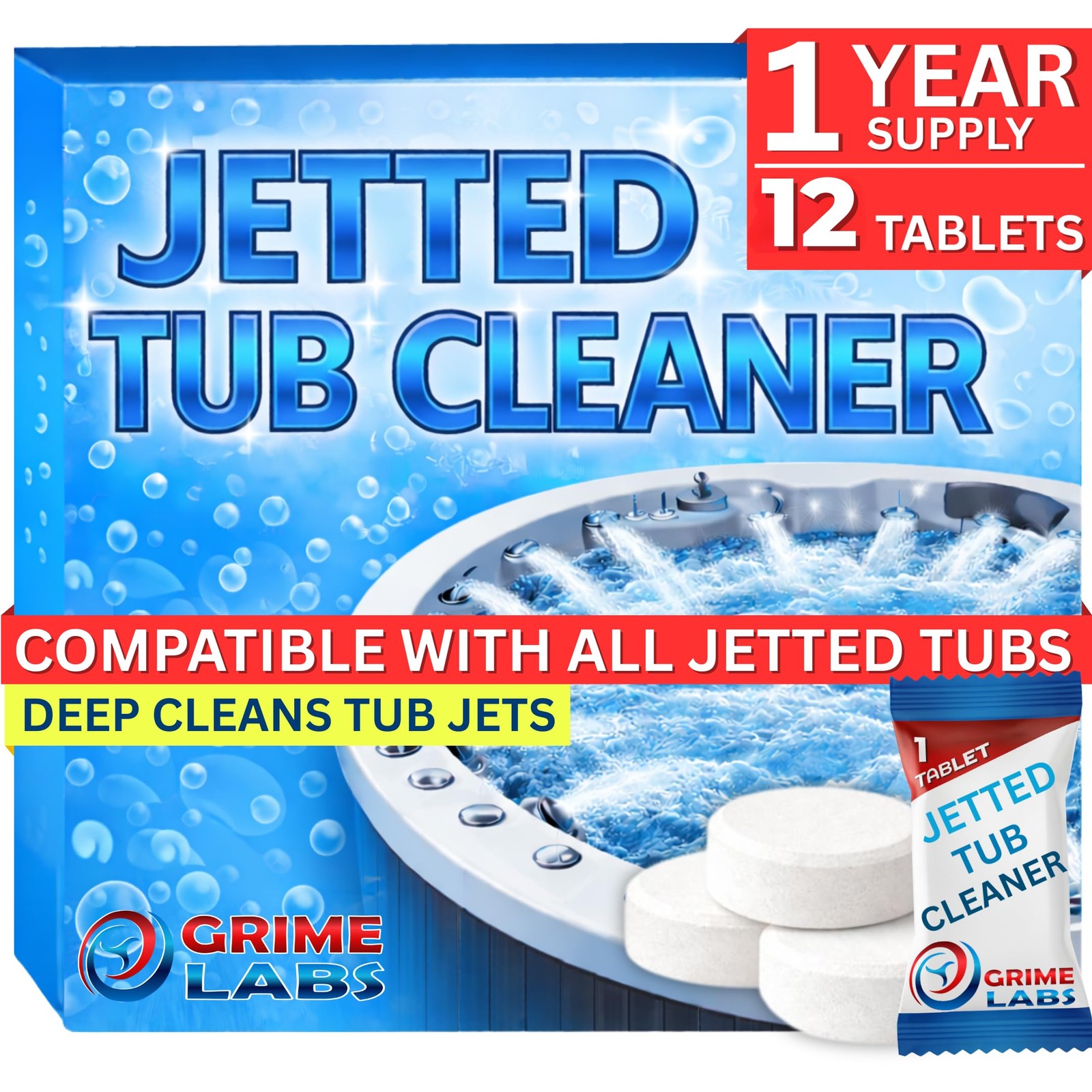 Jetted Tub Cleaner – Bathtub Jet & Pipe Cleaner for Whirlpool Baths, Spas & H…