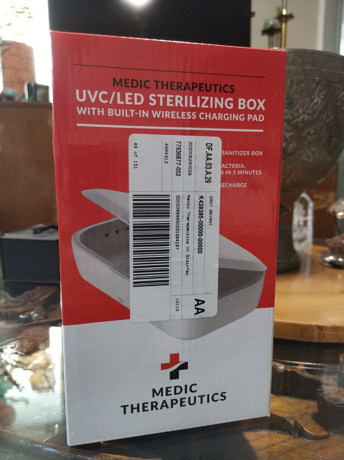 UVC LED sterilizing box with built-in wireless charging pad. NEW, UNUSED.