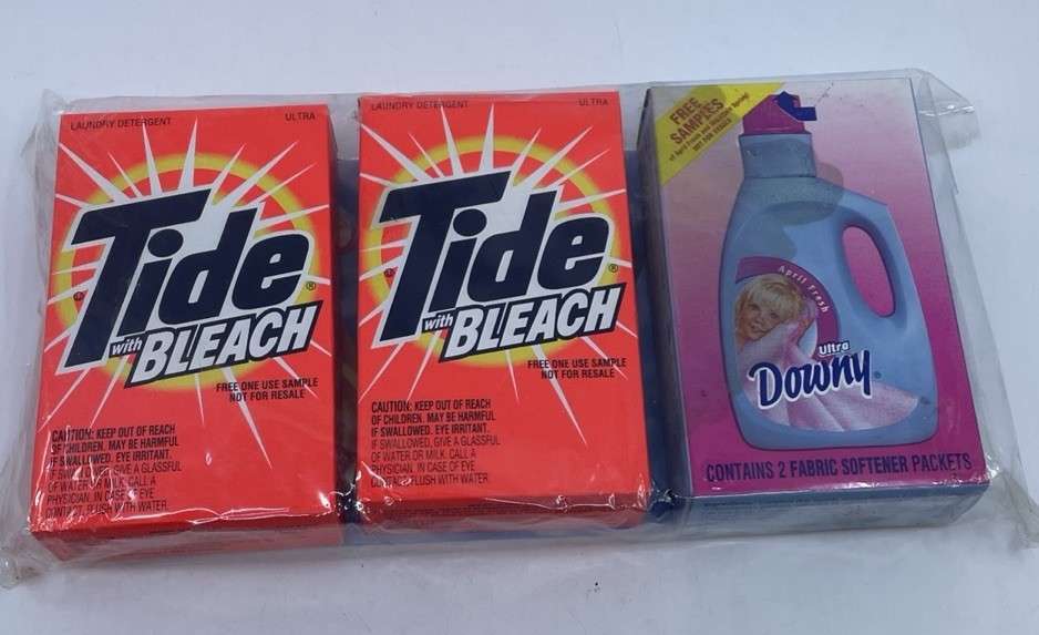 1995 TIDE w/ Bleach Laundry Detergent + DOWNY ULTRA Fabric Softener SAMPLE PACK!