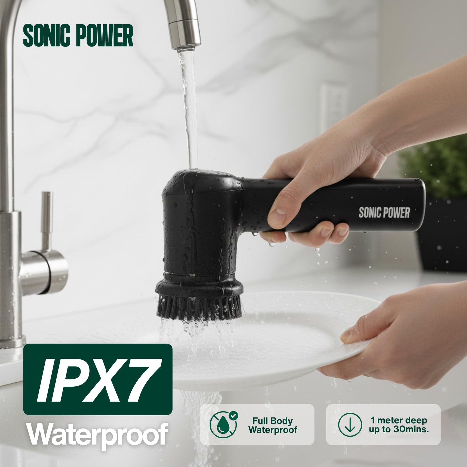 Electric Spin Scrubber – Handheld & Ergonomic, IPX7 Waterproof, 4 Multi-Purpo…