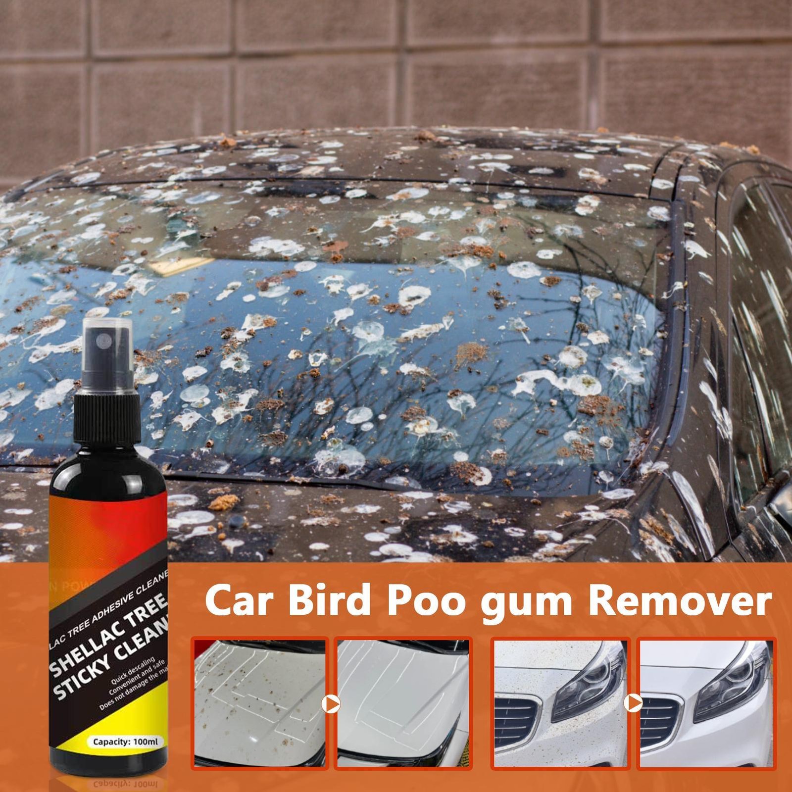 Splat Bird Poop Dropping Bug Insect and Road Grime Remover Car Windshield Spray