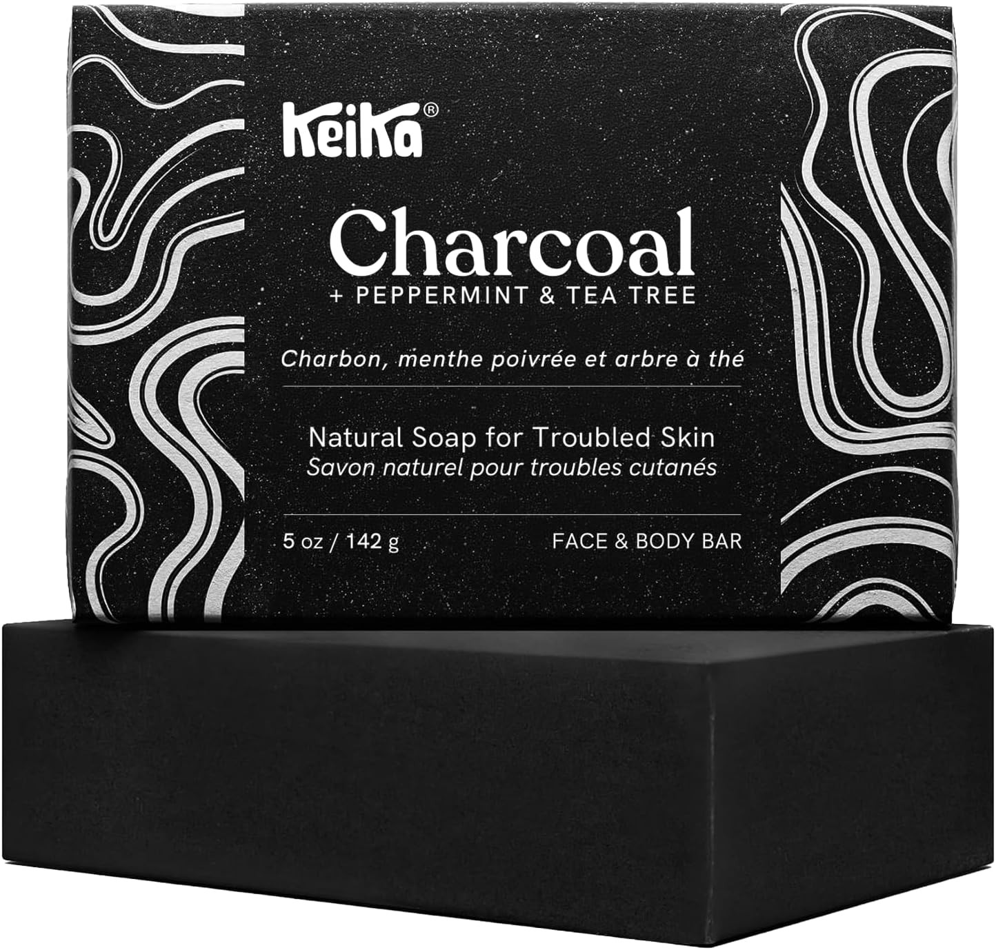 Charcoal Black Soap Bar for Eczema, Psoriasis, Face, Body, Men Women Teens with