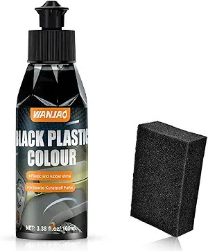 100ML Car Plastic Restorer Black, Black Trim Restorer Automotive with Sponge, Re