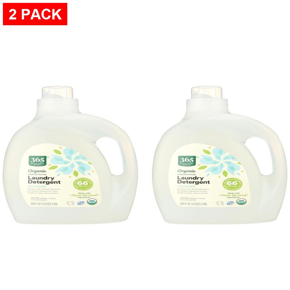 Whole Foods Market, Organic Laundry Detergent, Unscented, 100 Fl Oz – Pack Of 2