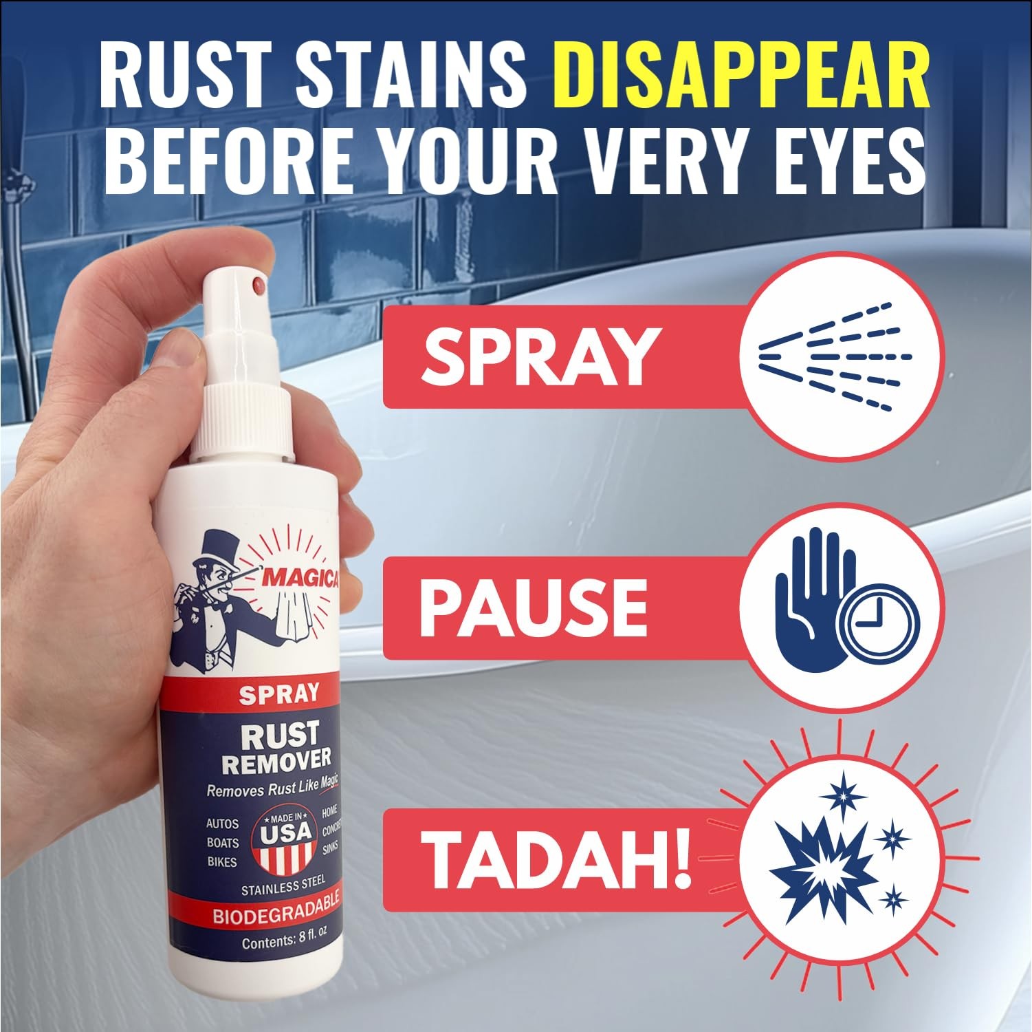 Magica® Rust Remover (8oz Spray) Reliably Removing Rust Stains for over 35 ye…