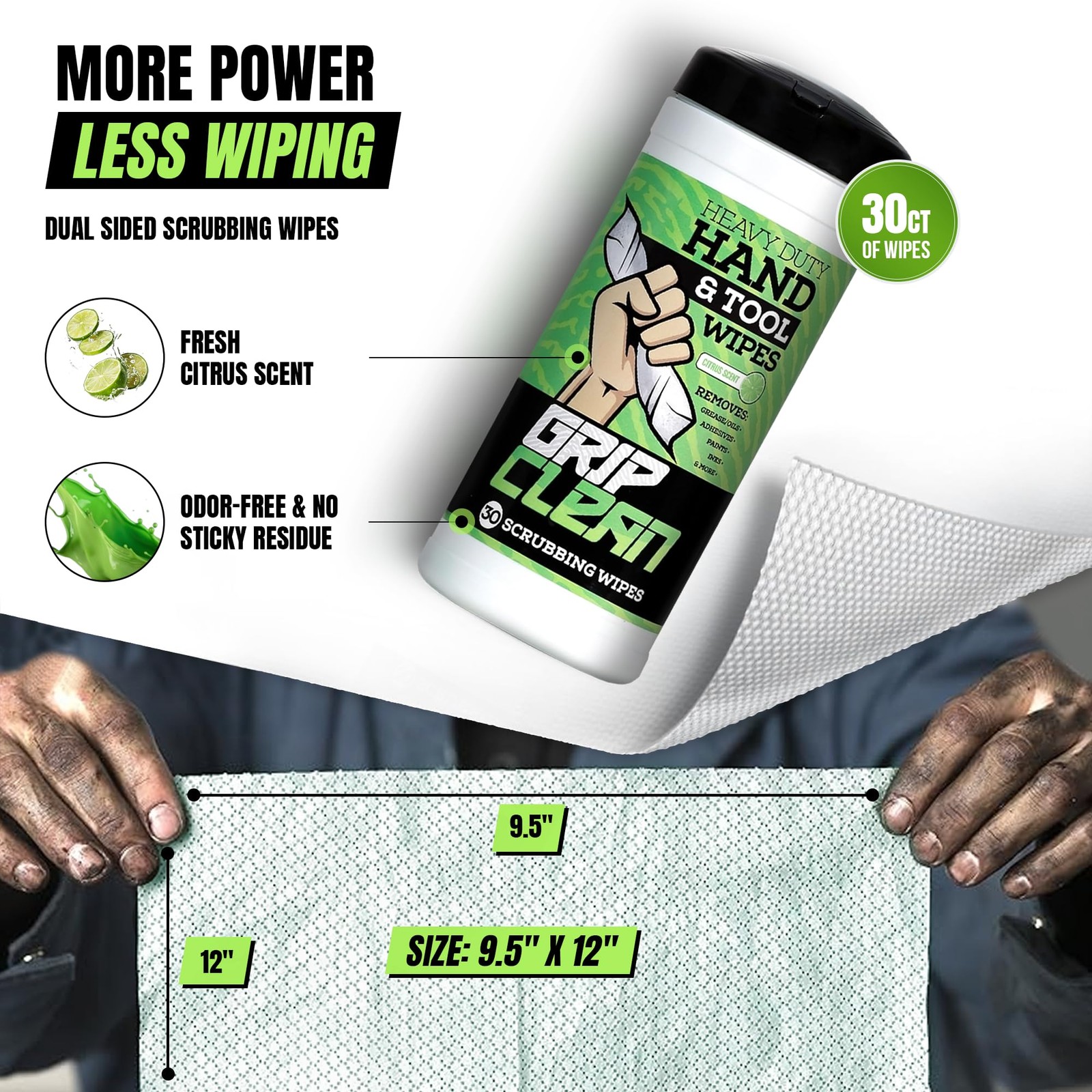 Heavy-Duty Hand & Tool Cleaning Wipes Waterless for Mechanics DIY 1 Pc