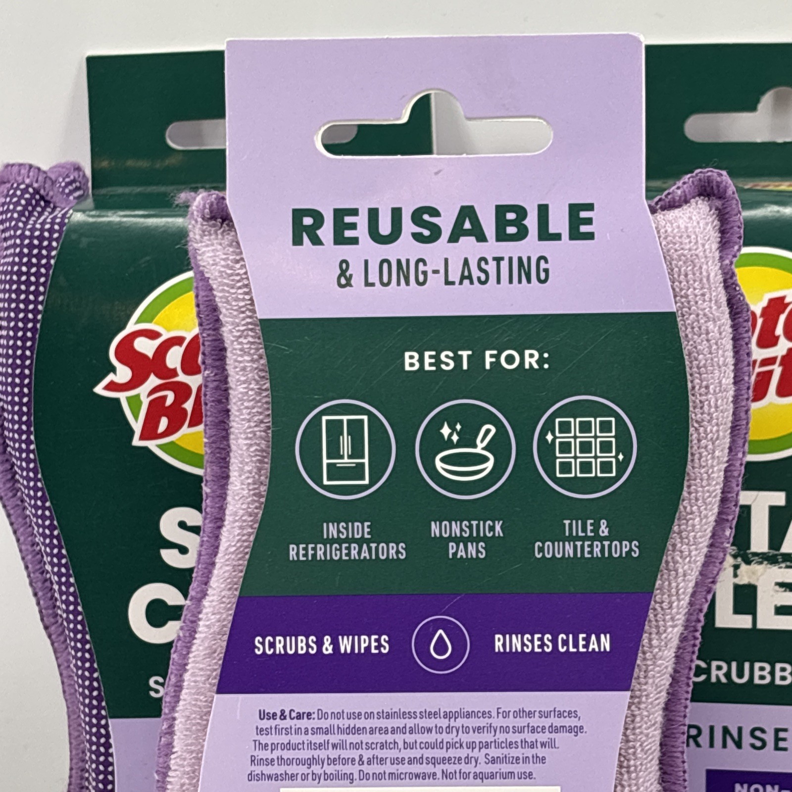 Lot of 3 Scotch-Brite Stay Clean Non-Scratch Scrubbing Pads 2-Pack 3M NEW