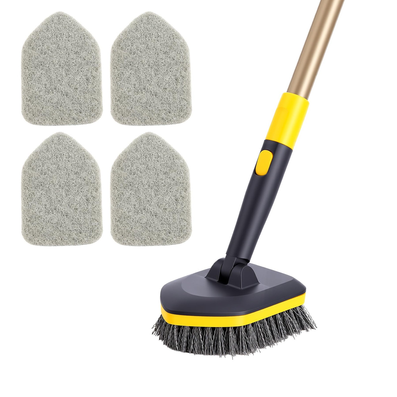 Yocada Tub Tile Scrubber Brush 2 in 1 Cleaning Brush 4*Scouring Pads 58.2 Inc…