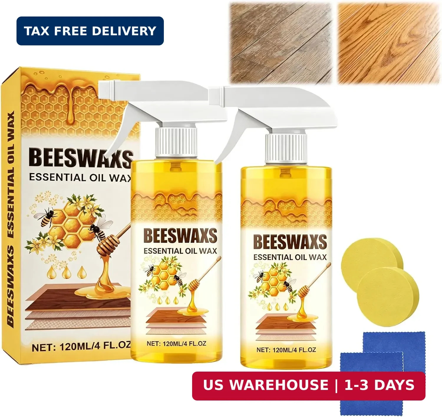 2Pcs Beeswax Wood Polish Spray, Beeswax Essential Oil Wax, Beeswax Furniture Pol