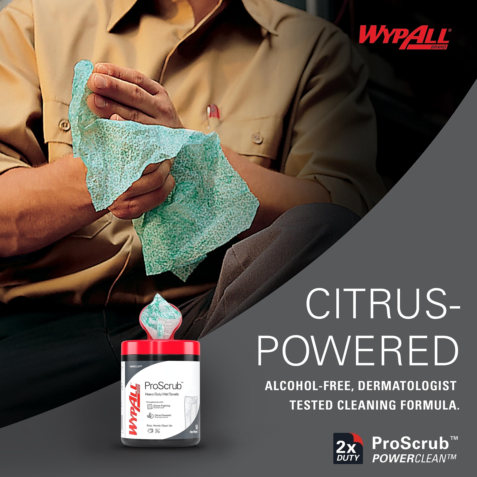 WypAll Power Clean ProScrub Cleaning Wipes Pack of 6 Citrus 450 Sheets