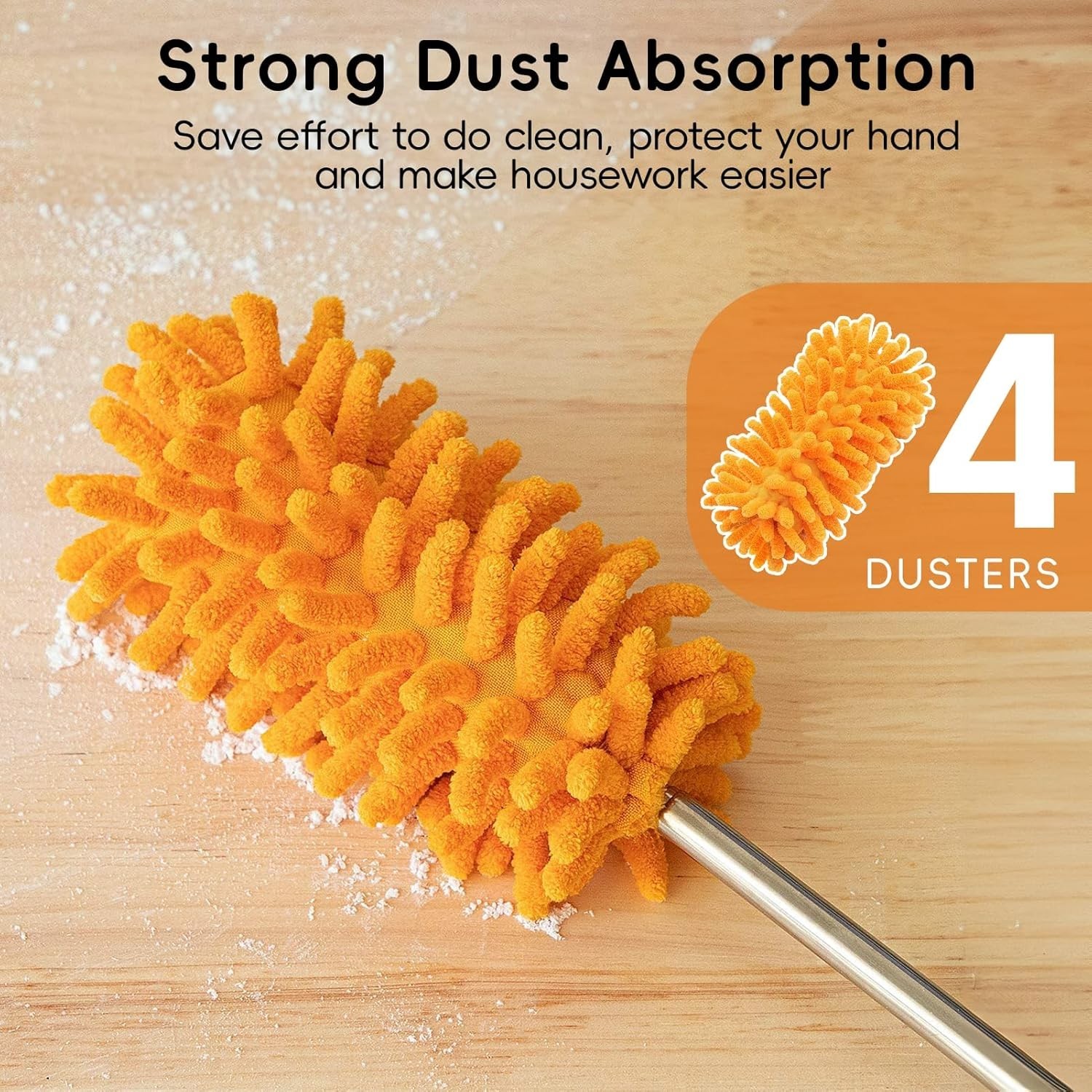 Compact Microfiber Duster with 4 Heads – Perfect for Car, Home & Office Cleaning