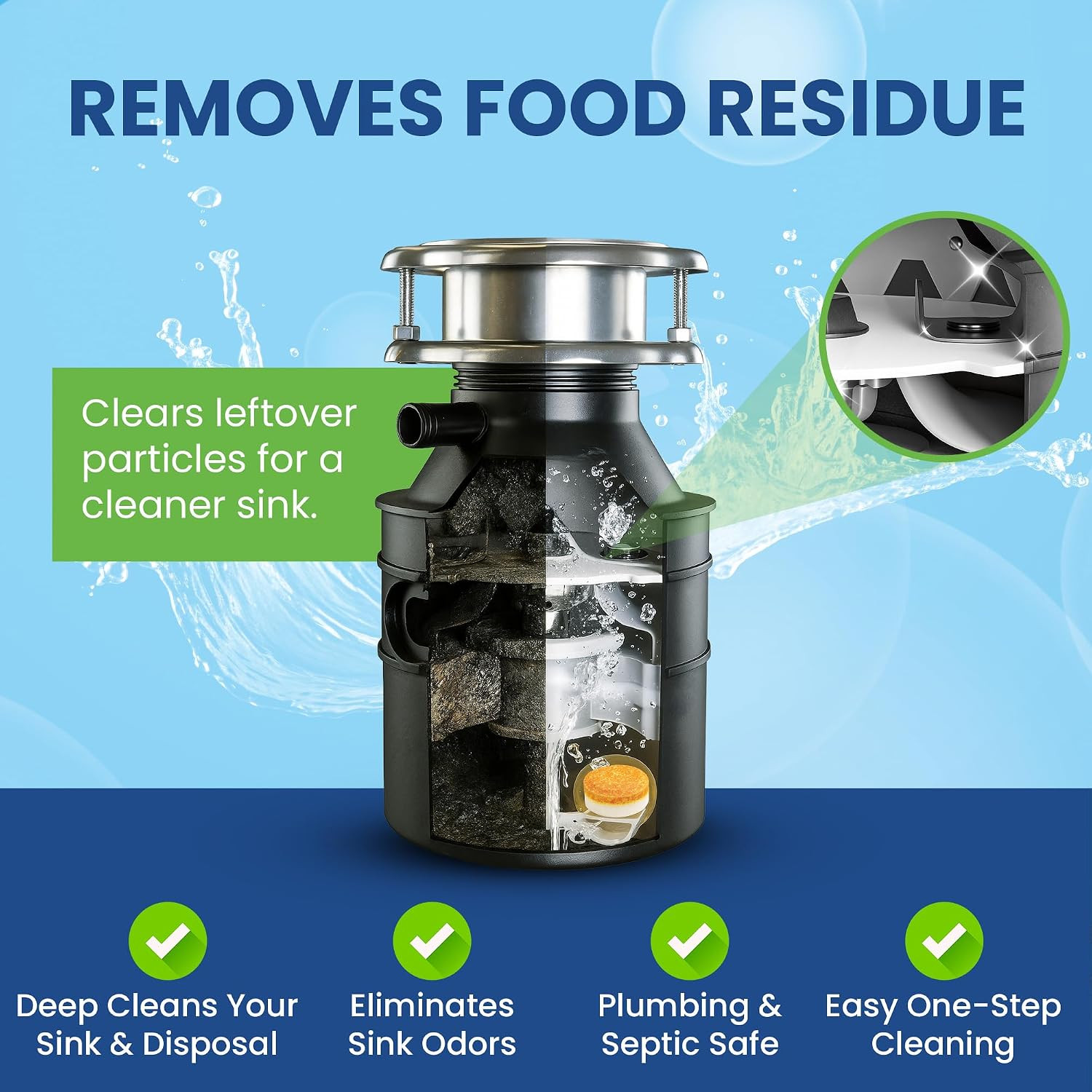 Garbage Disposal Cleaner Deodorizer Tablets – 48 Pack XL Foaming Citrus Cleaning