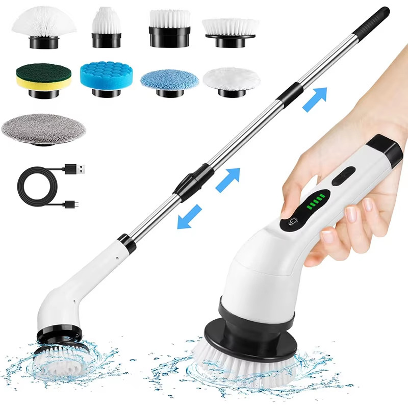 CORDLESS CLEANING Spin Scrubber Reaches Grime Fast for Bathroom Kitchen Mop