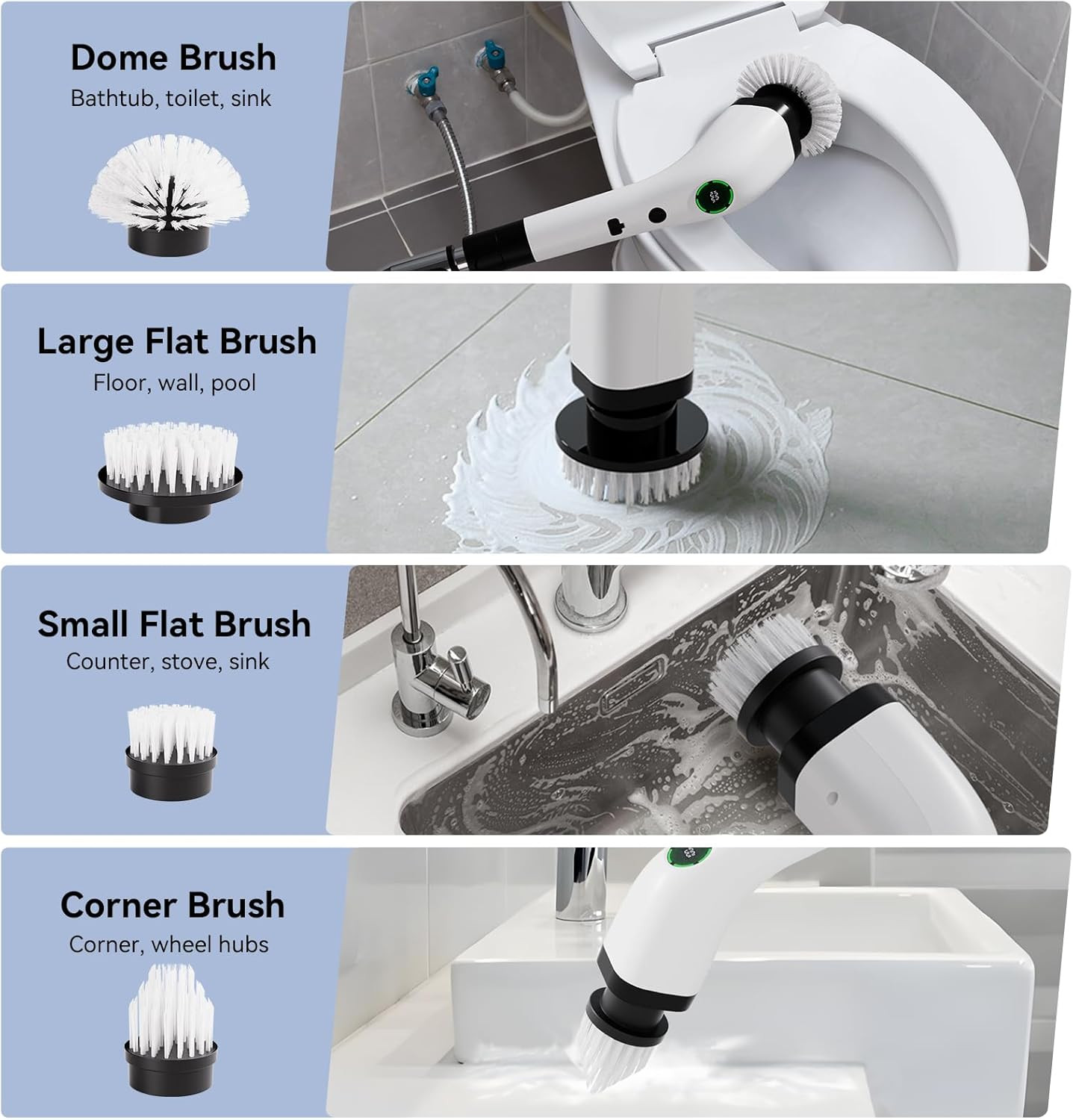 Electric Bathroom Cleaning Brush, Cordless Spin Scrubber Full Body Waterproof IP