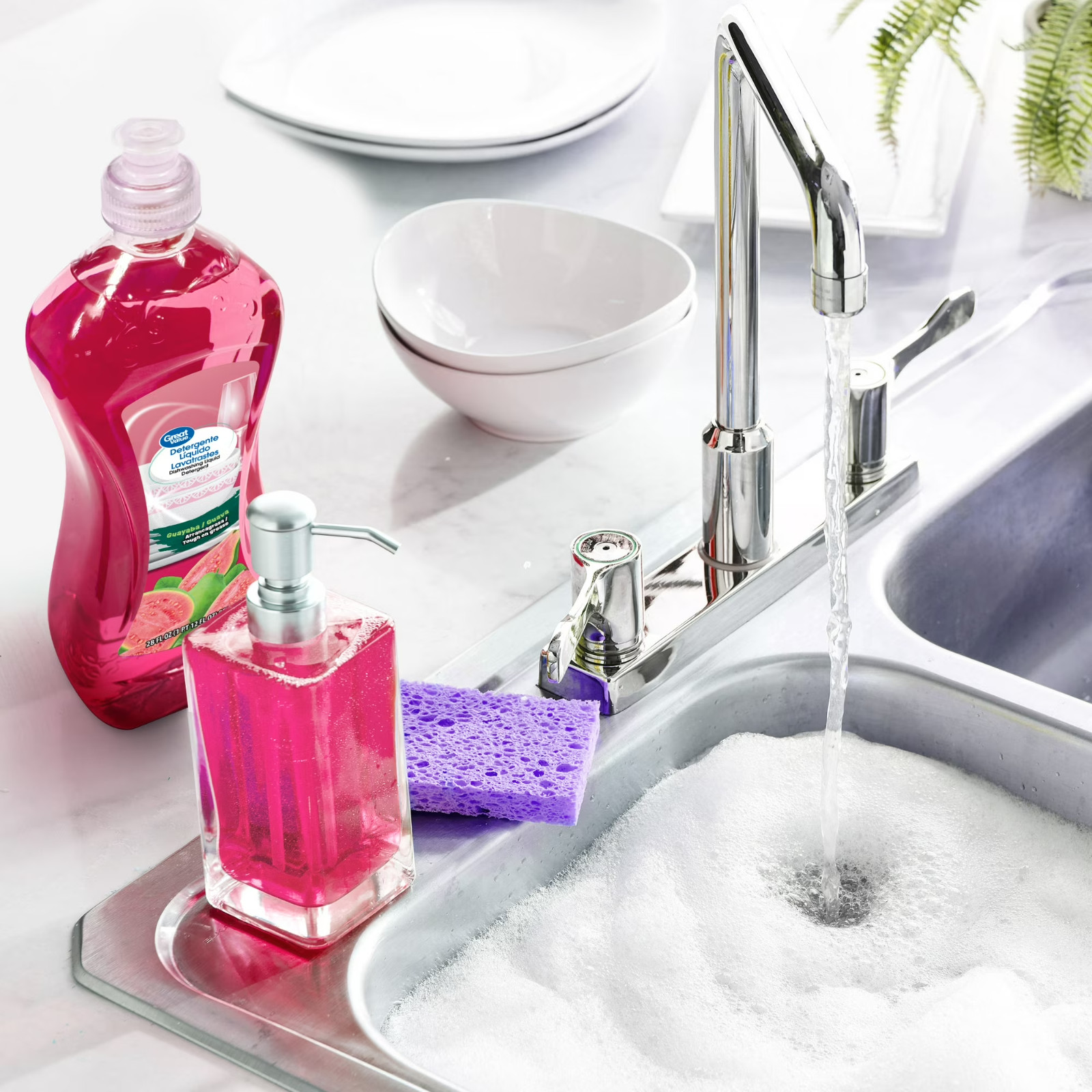 Great Value Dish Washing Liquid Detergent, Guava, 28 fl oz- Free Shipping