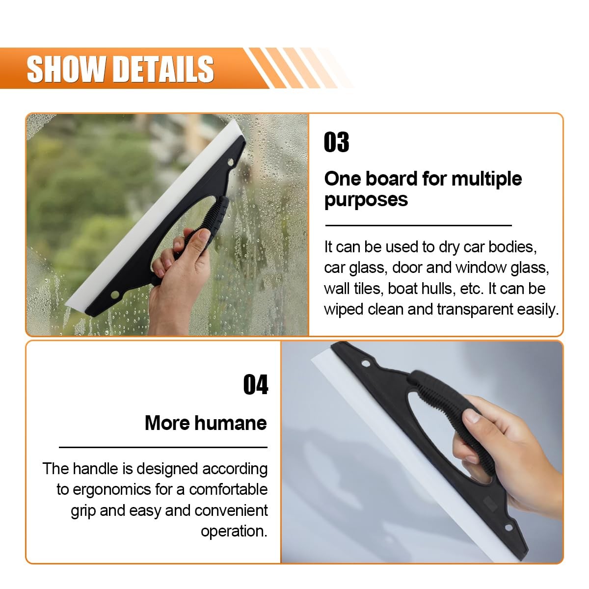 12 Inch Silicone Car Squeegee Water Scraper Wiper Blade Automotive (2PCS)