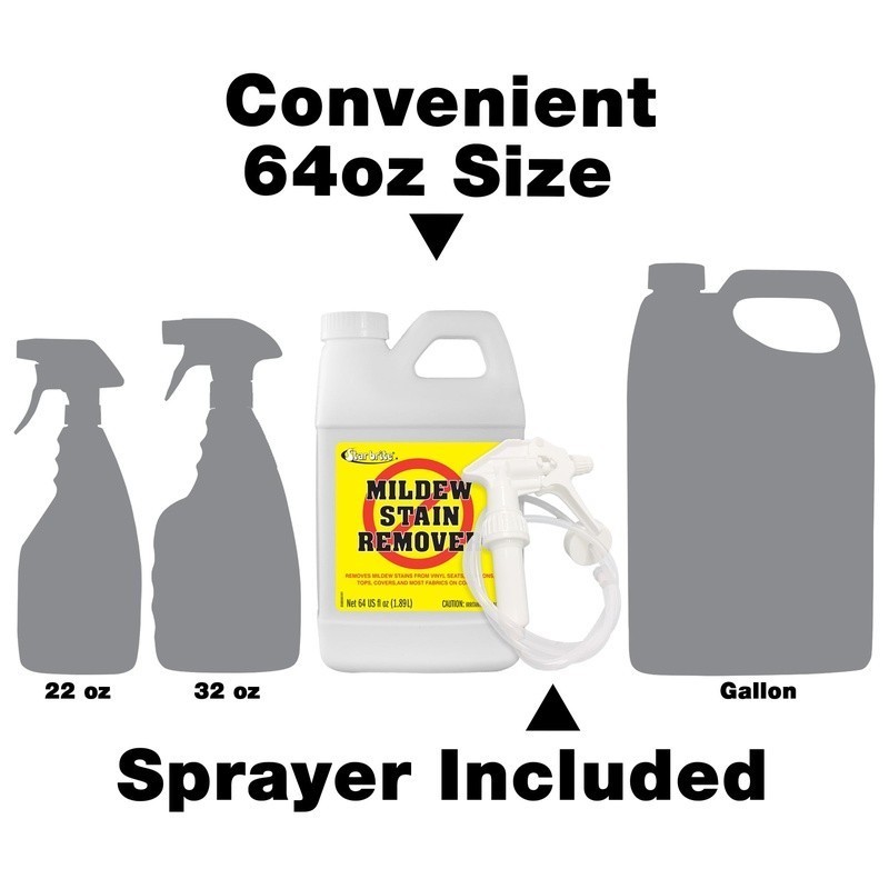 Mold Mildew Stain Remover Cleaner 64oz Multi-Surface Marine Upholstery Spray