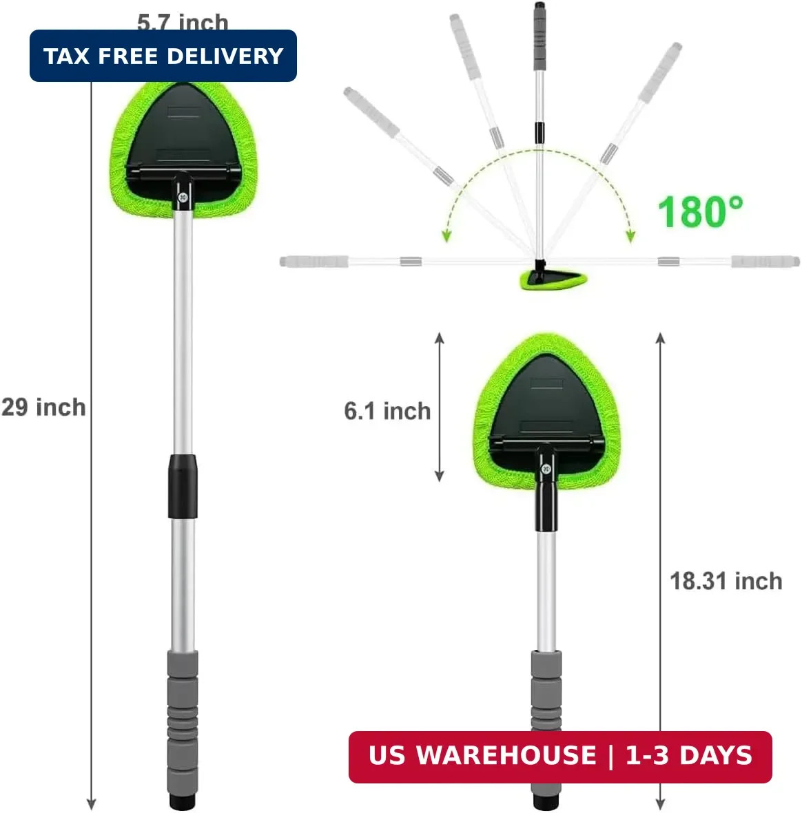 XINDELL 29-inch Windshield Cleaner Tool – Car Interior Window Cleaning Kit with
