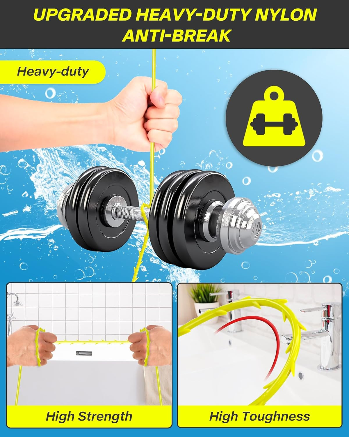 35Inch Drain Clog Remover, Drain Cleaner Hair Clog Remover with Rotating Handle