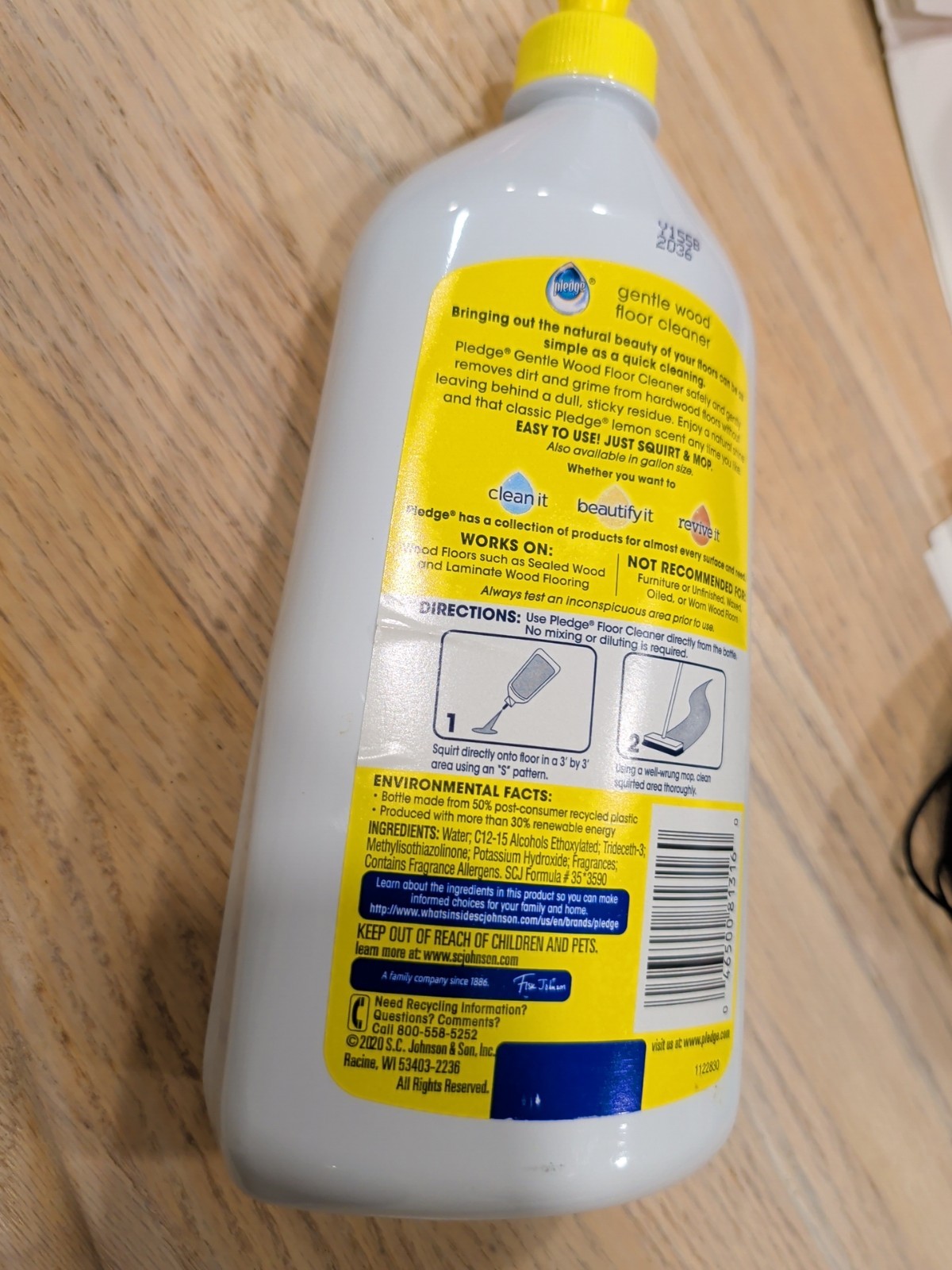 Pledge Clean It Gentle Wood Floor Cleaner Lemon Scent 27oz Cleaning NEW