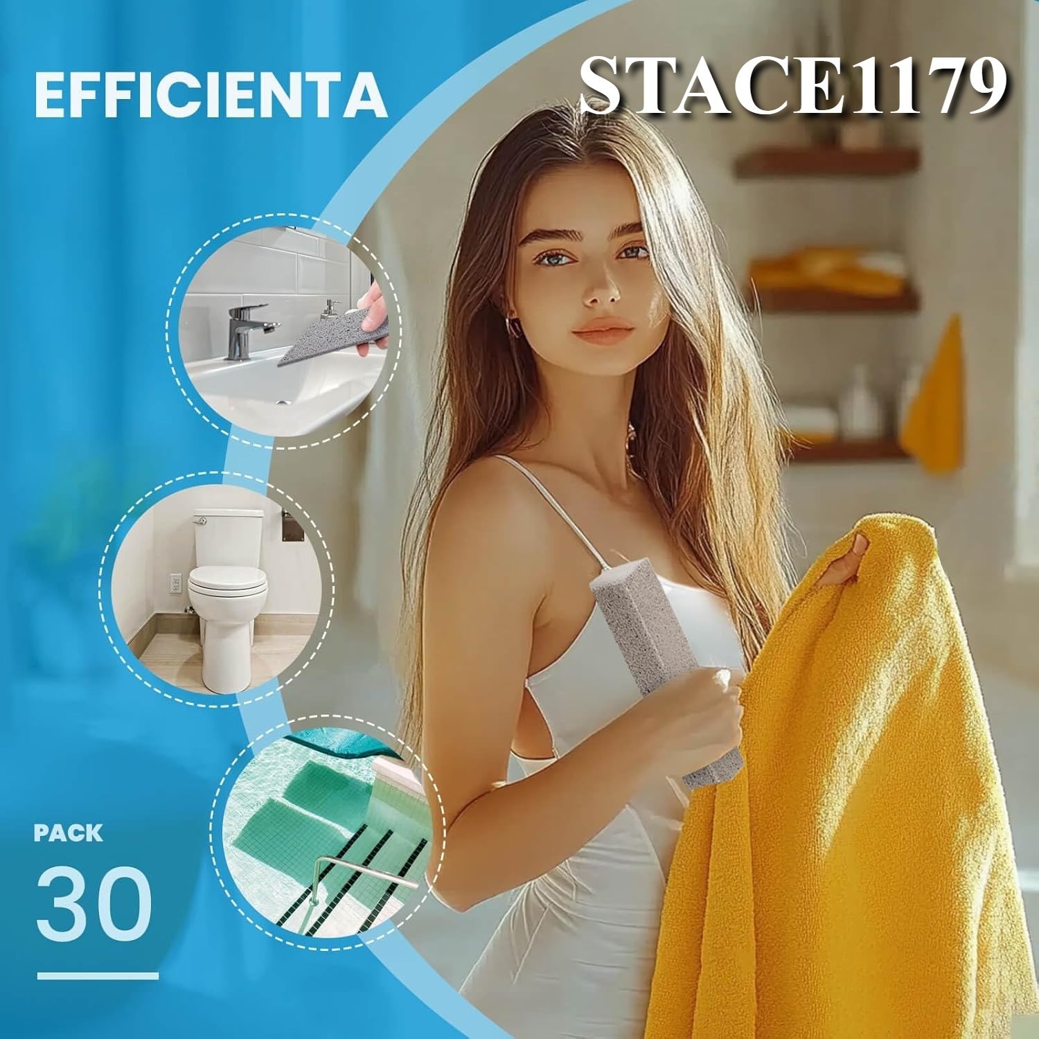 Set de 30 Piedras Pómez para Inodoro, Baño, Cocina – 5.9×1.4×0.9″ (Negro)