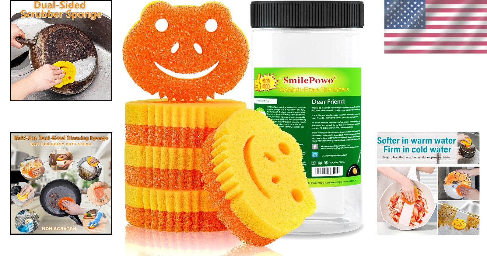 Versatile 5 Pack Scrub Sponges – Temperature Controlled for Optimal Cleaning