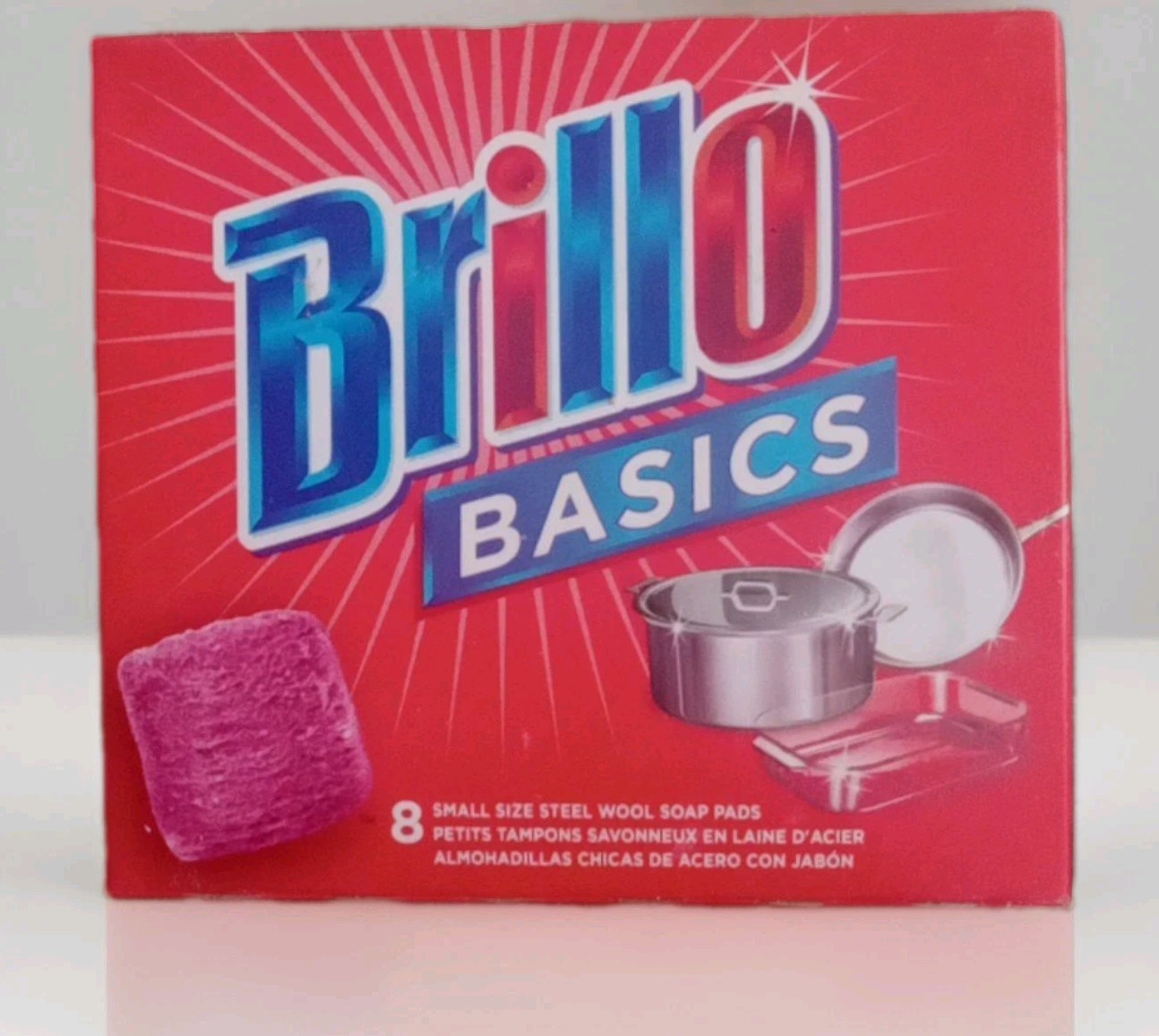 4 Pack BRILLO brand, Steel Wool, Soap Pads. Original Scent (32 Count Total)