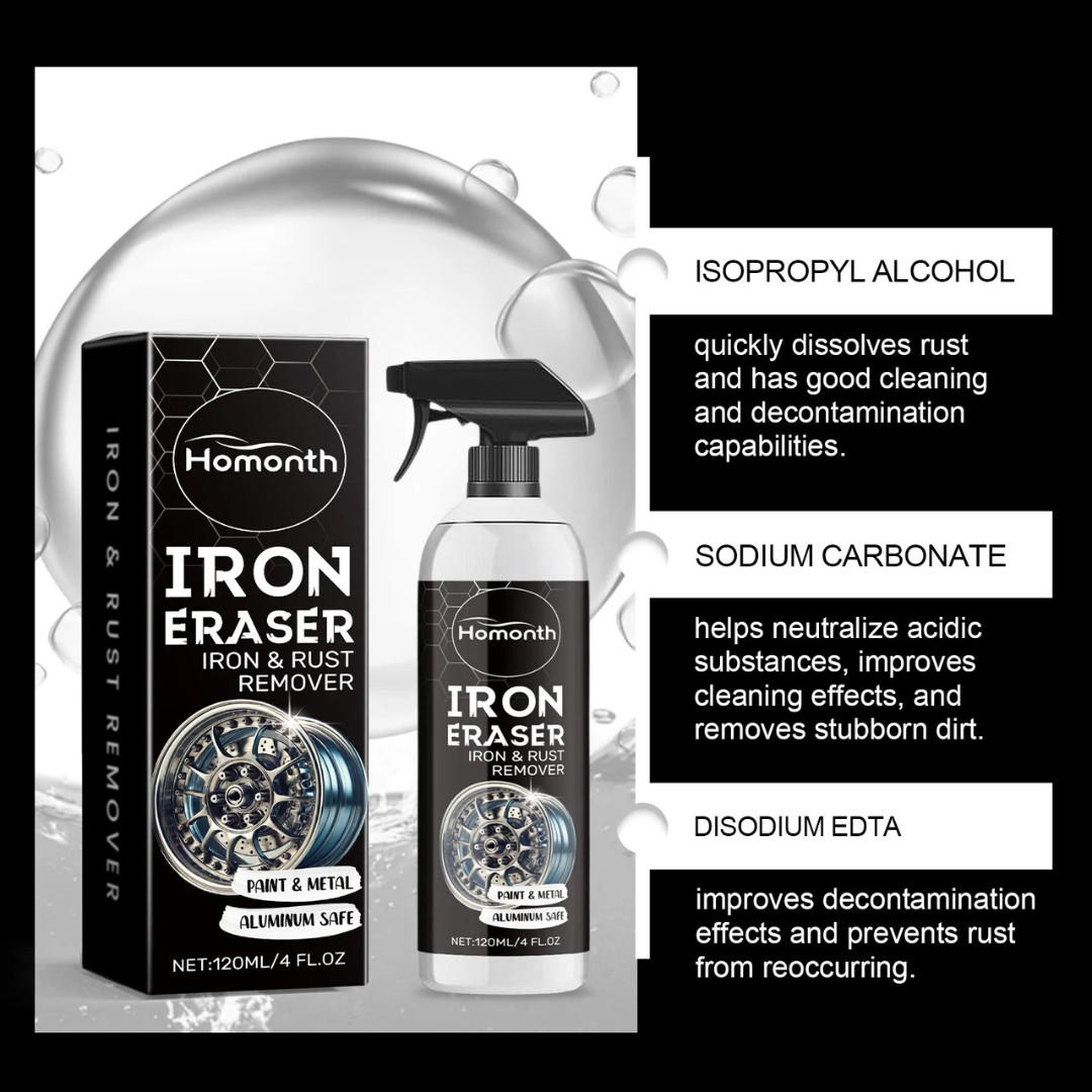 Iron Eraser Rust Remover Spray, Car Wheel Paint Brake Dust Fast Cleaner 120ML US