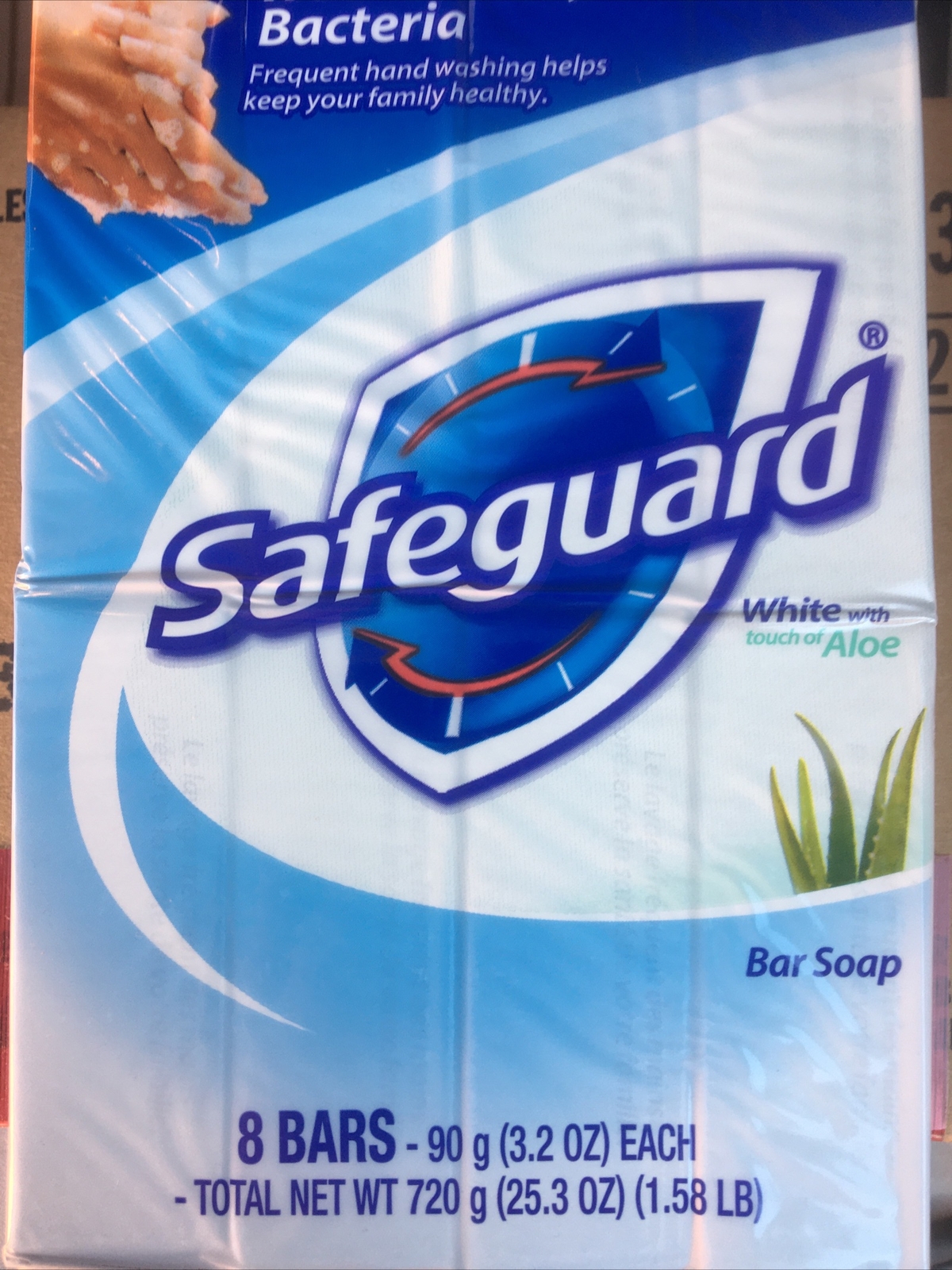 Lot Of 4 – Safeguard Deodorant Bar Soap, White with Aloe 3.2 oz, 8 count Each