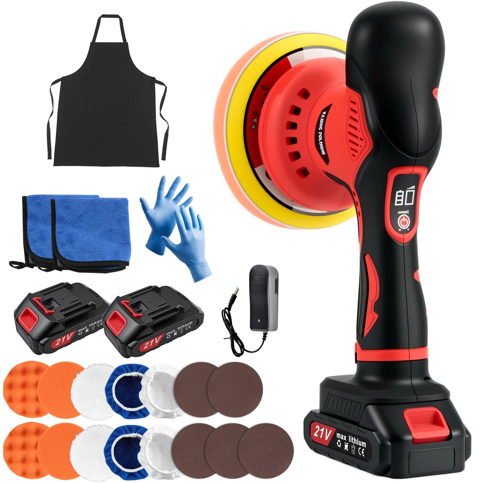 Cordless Car Buffer Polisher, 6 Inch Orbital Polisher Kit with 2x21V Batterie…