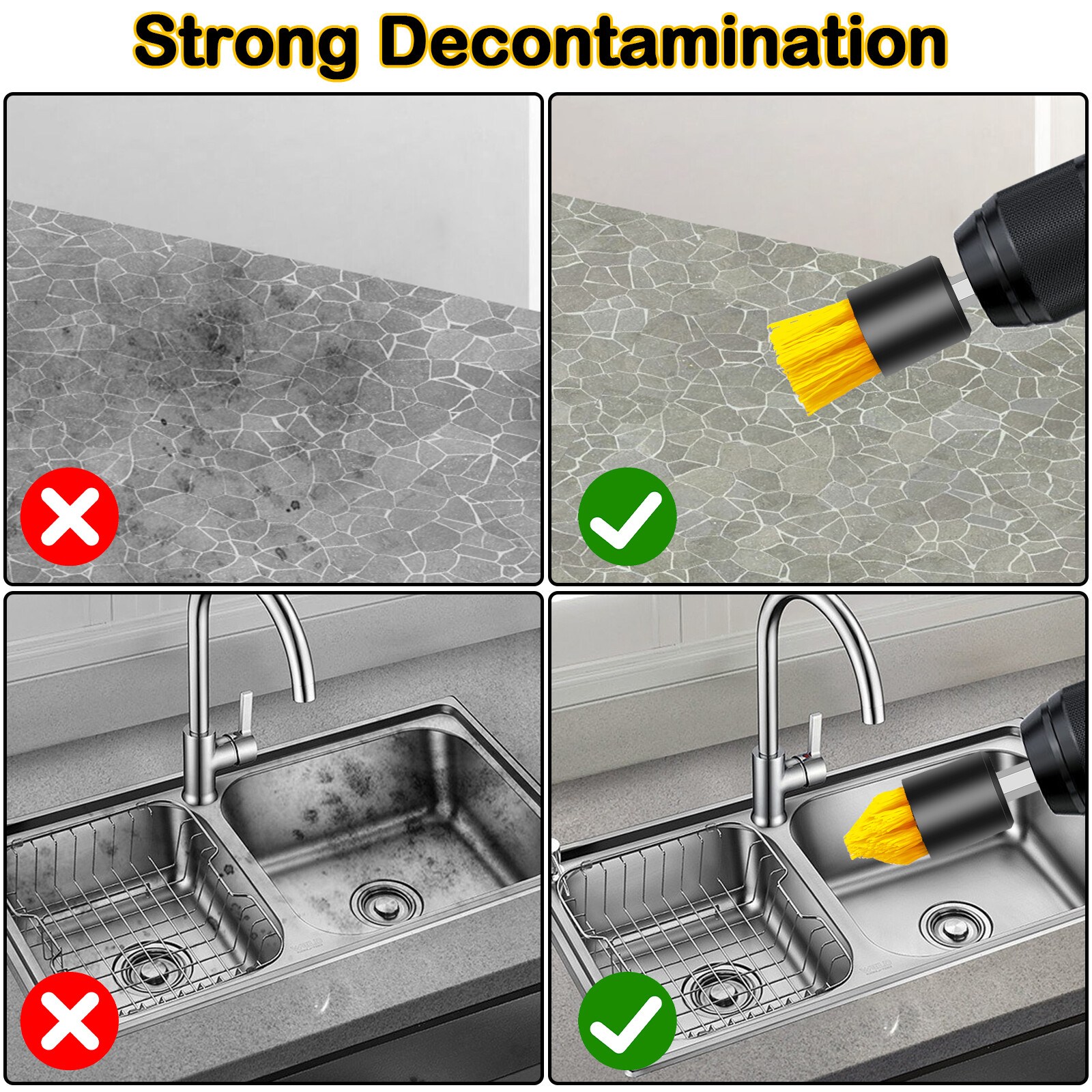 4Pcs Drill Brush Attachment Set Power Scrubber For Tile Grout Car Cleaning Kit