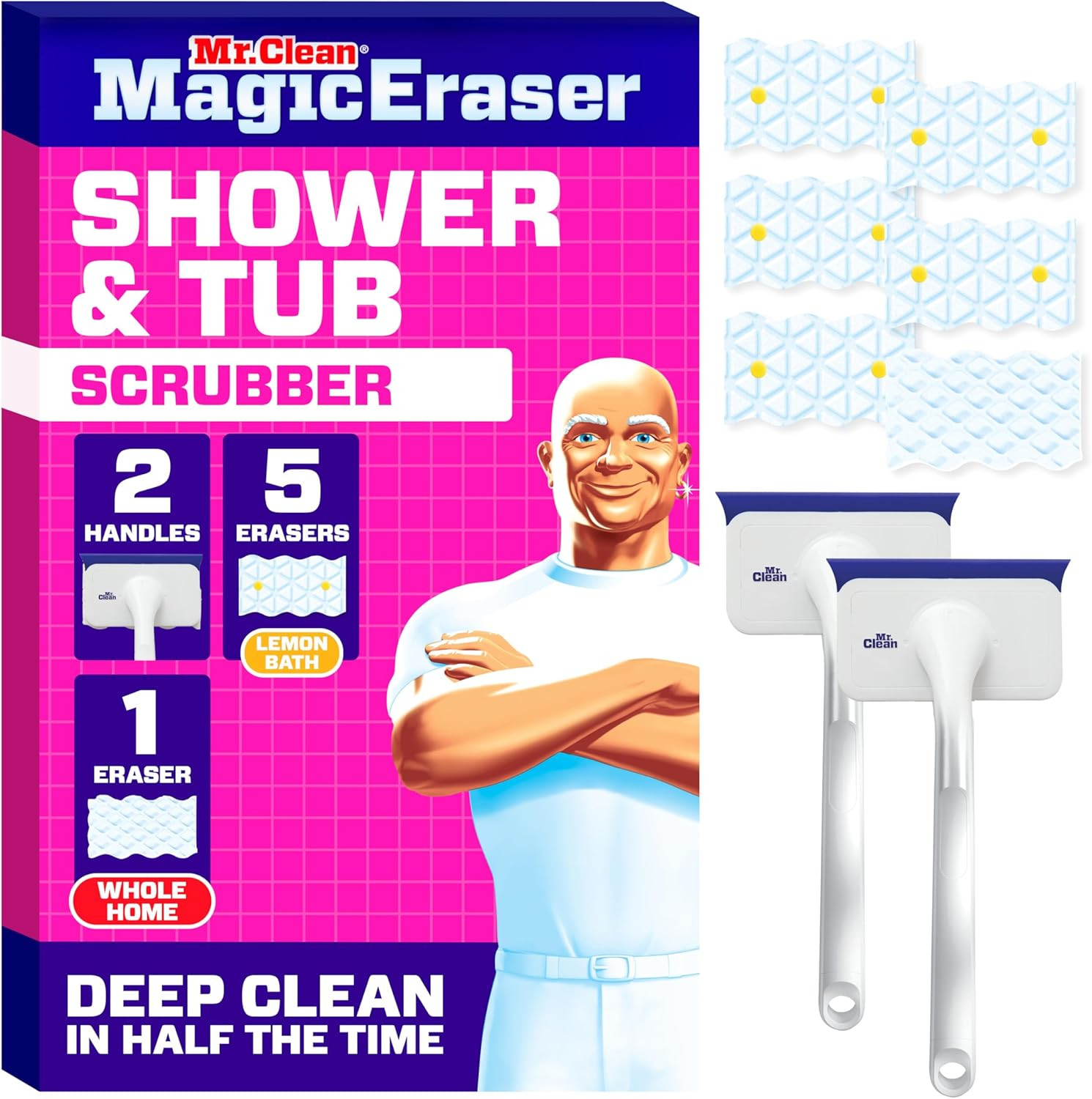 All-in-One Magic Eraser Bathroom Cleaner Kit with Lemon Freshness